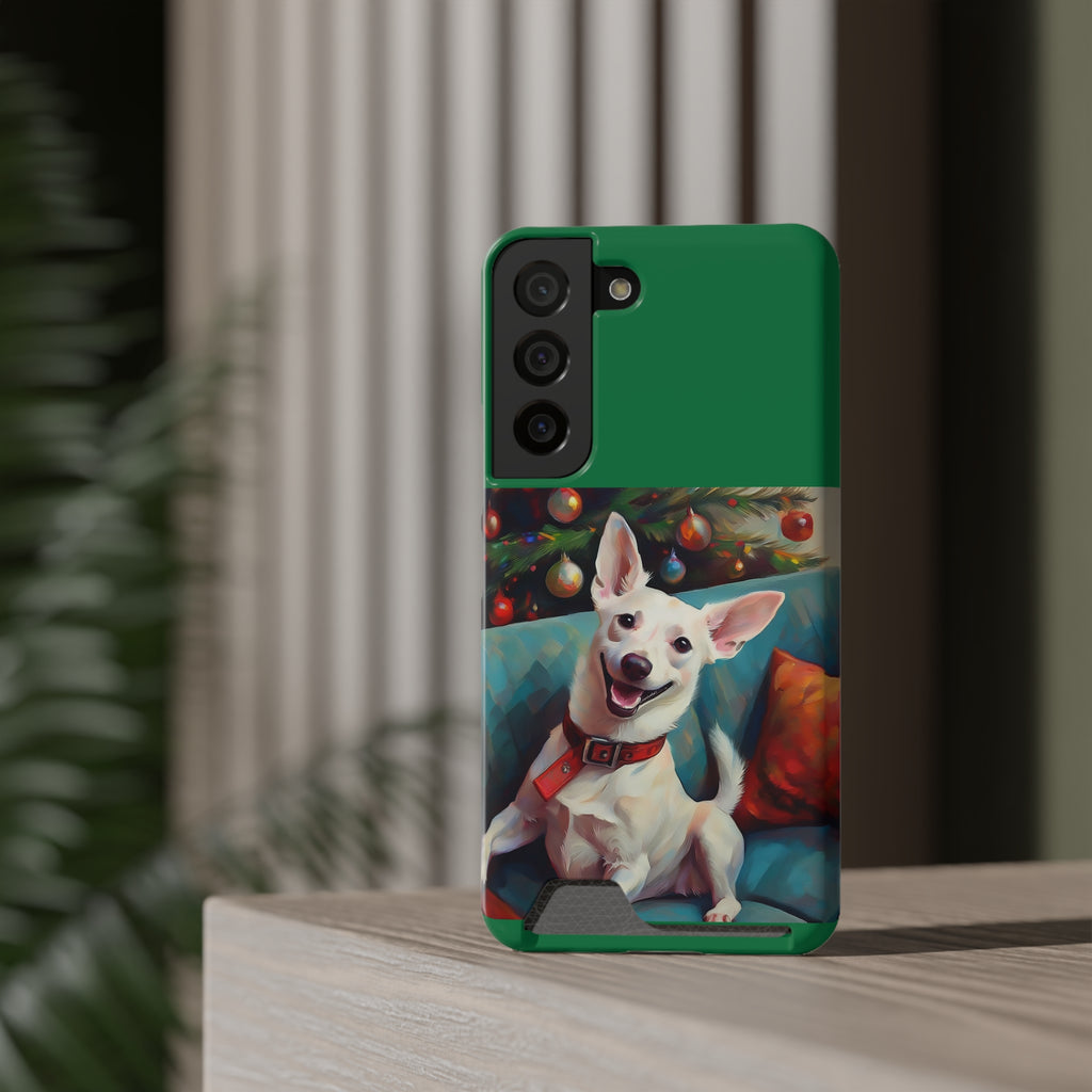 White Corgi Holiday II Phone Case with Card Holder