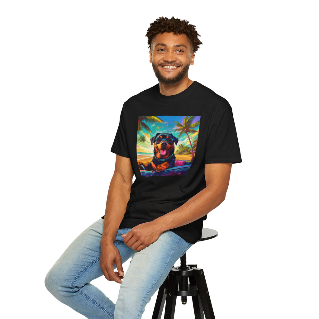 Rottweiler Beach Drive Unisex Garment-Dyed T-shirt