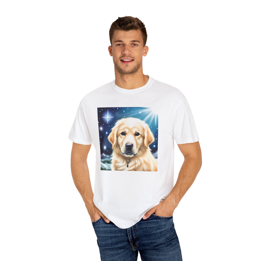 Golden Retriever Stary Night Unisex Garment-Dyed T-shirt