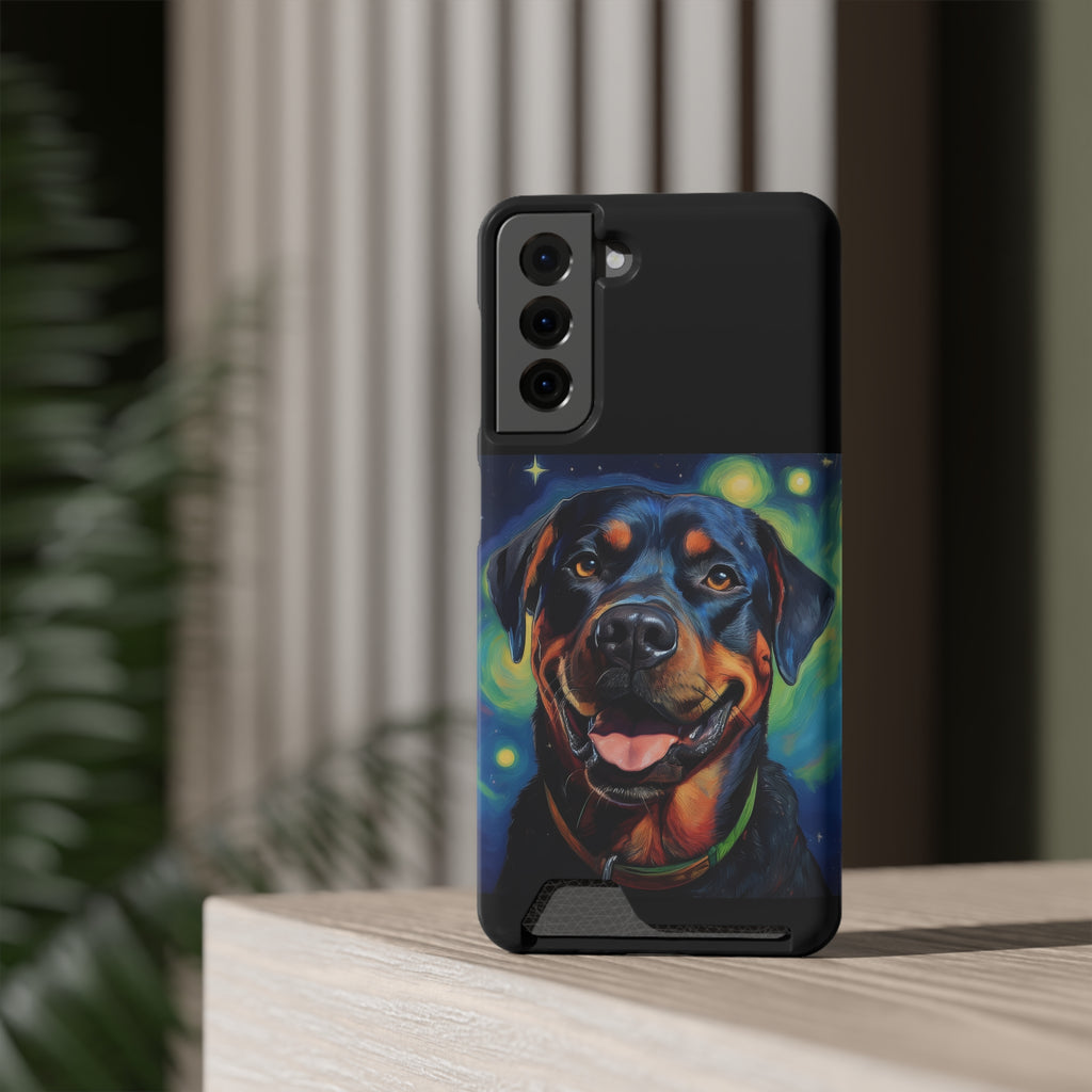 Rottweiler Stary Night Phone Case with Card Holder