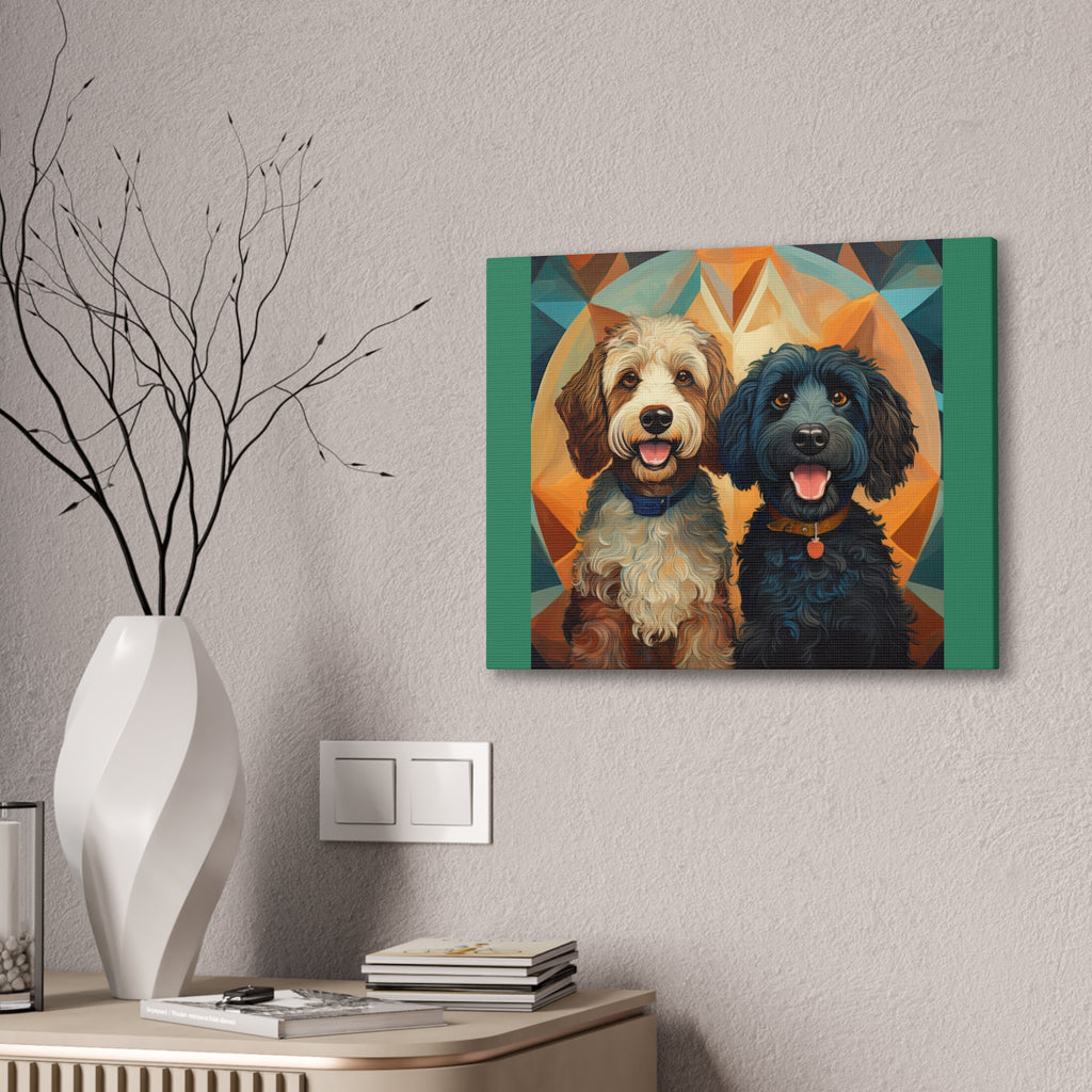 Doodles, Black & Tan Canvas Painting