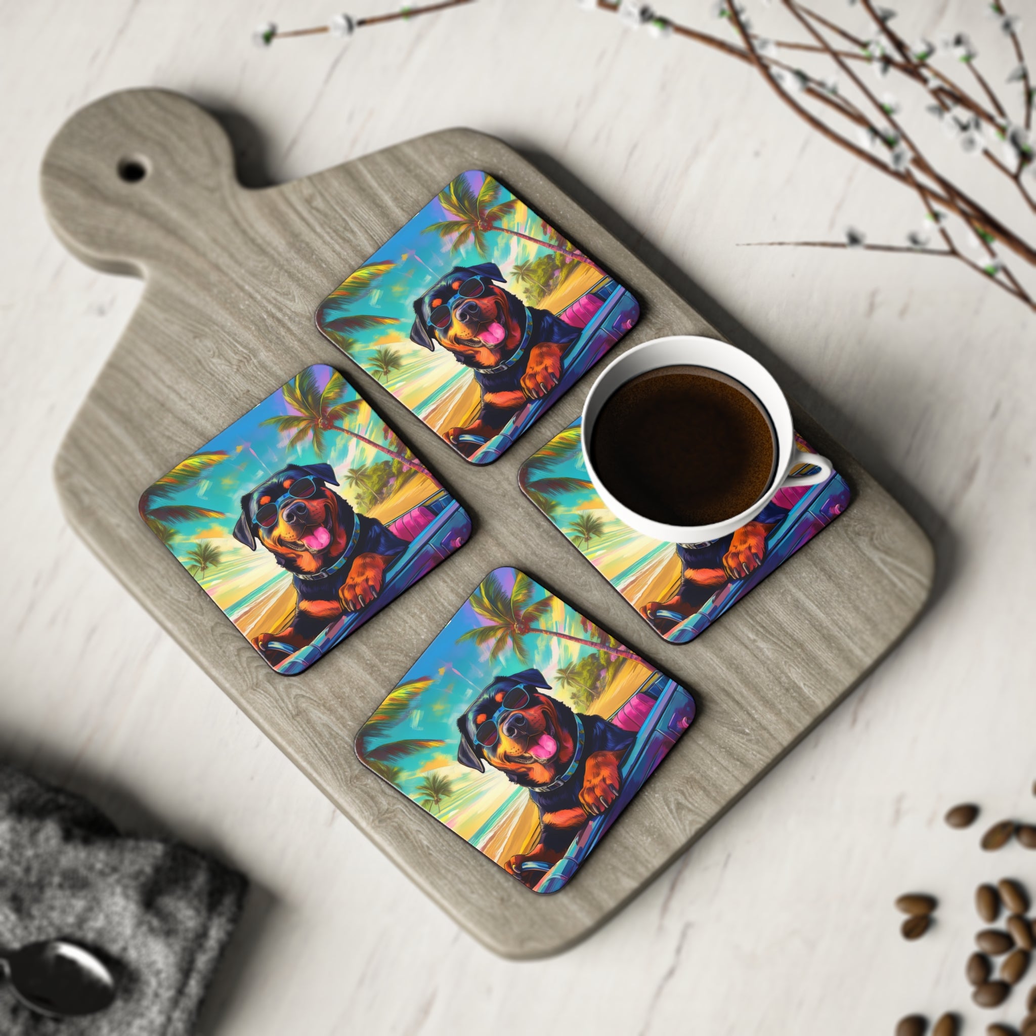 Rottweiler Beach Drive Coasters