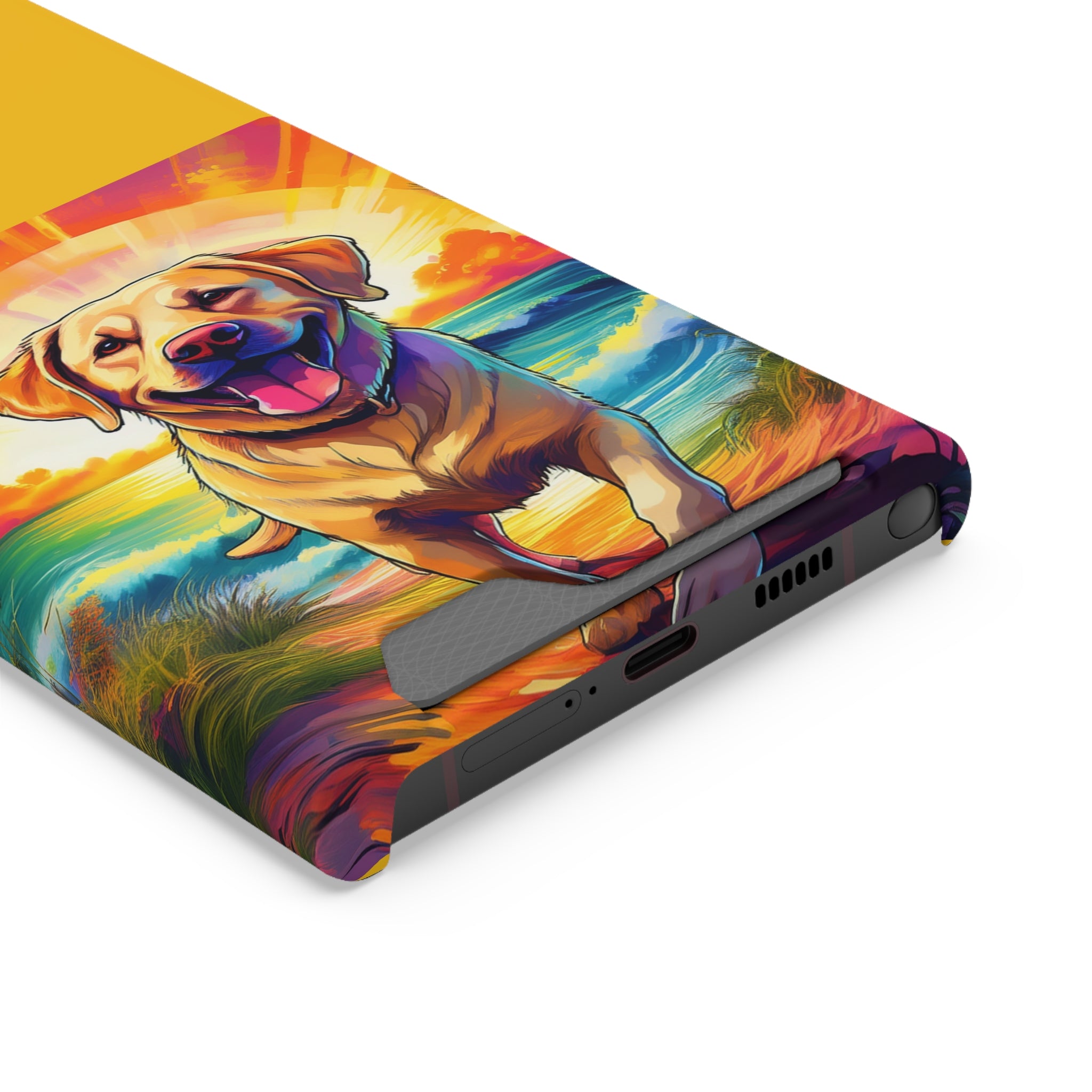 Yellow Lab Sunset Beach Phone Case with Card Holder