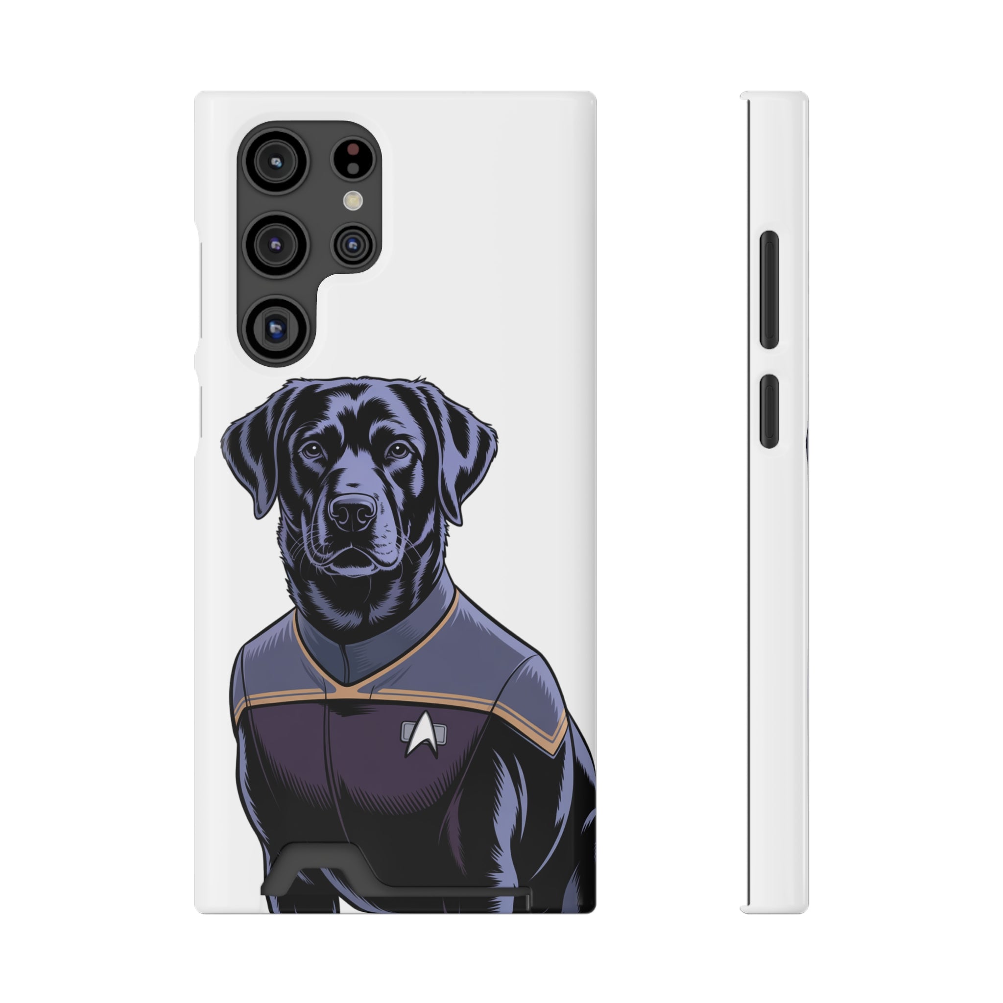 Black Lab Dog-Fleet Phone Case with Card Holder