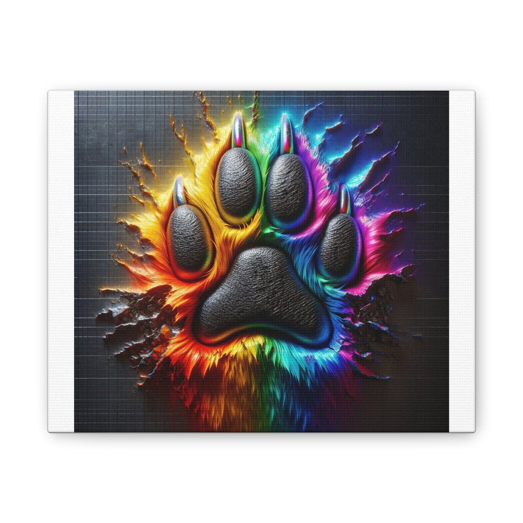 Electric Rainbow Dog Paw Canvas Stretched, 0.75"