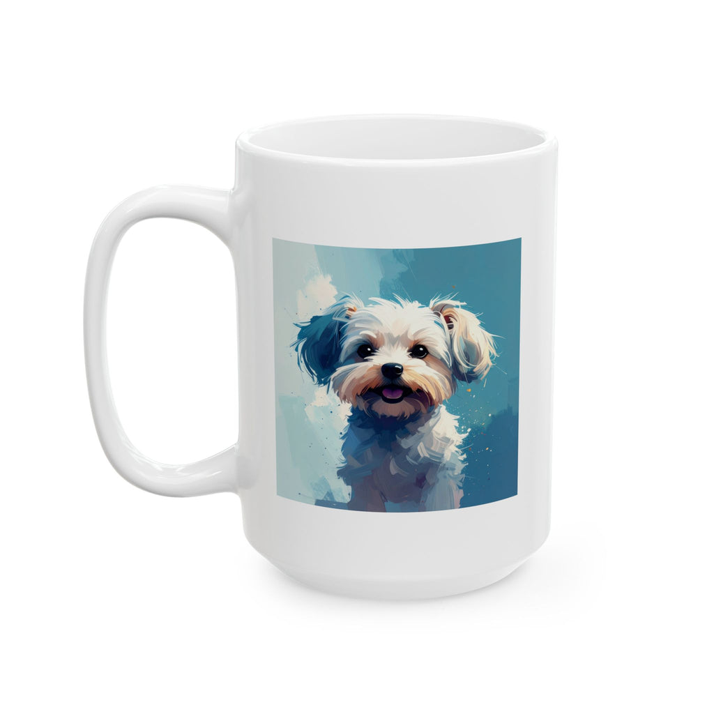 White Frost Yorkie Ceramic Mug, (11oz, 15oz)