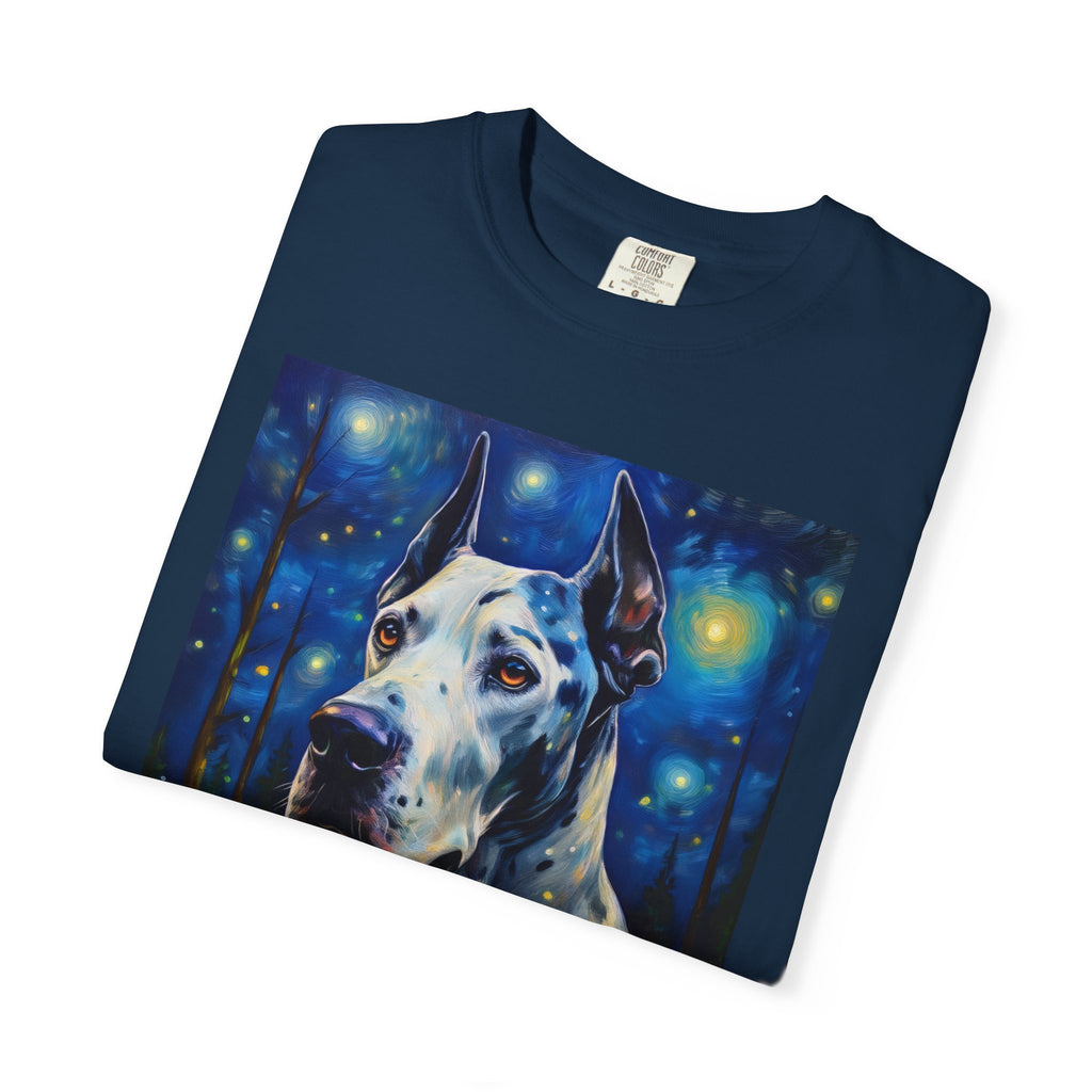 Great Dane Stary Night Unisex Garment-Dyed T-shirt