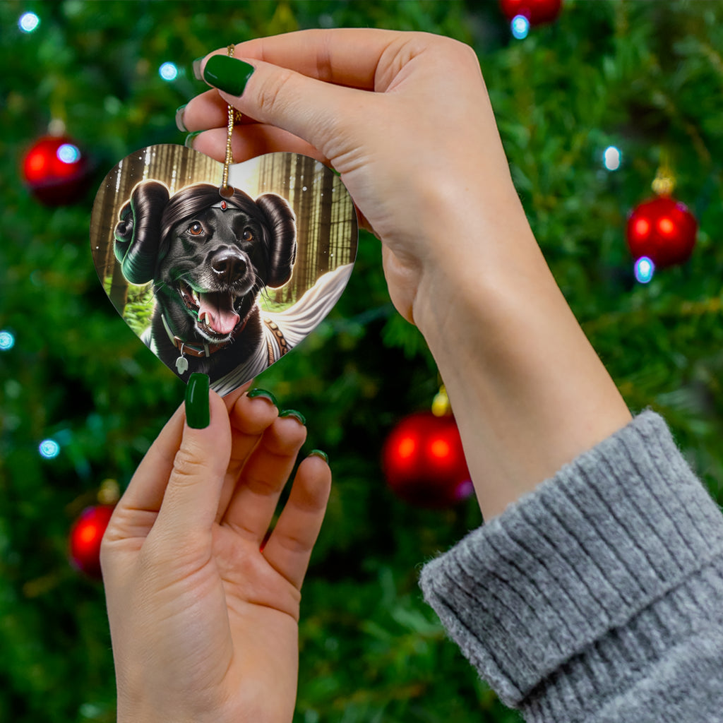 Black Lab Galaxy Princess Ceramic Ornament