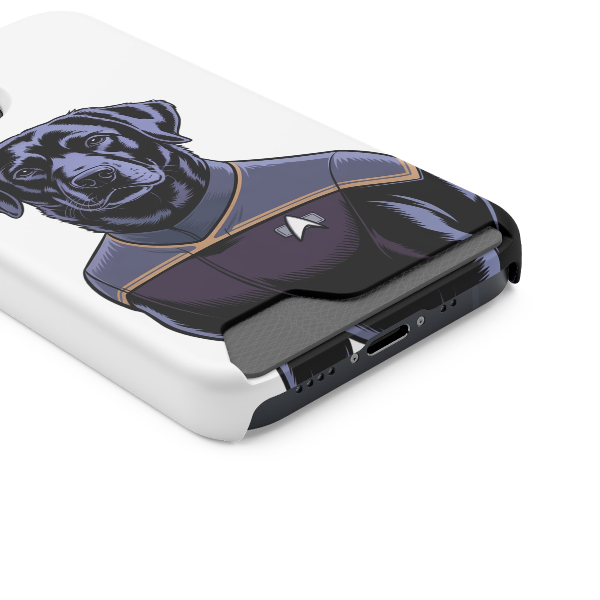 Black Lab Dog-Fleet Phone Case with Card Holder