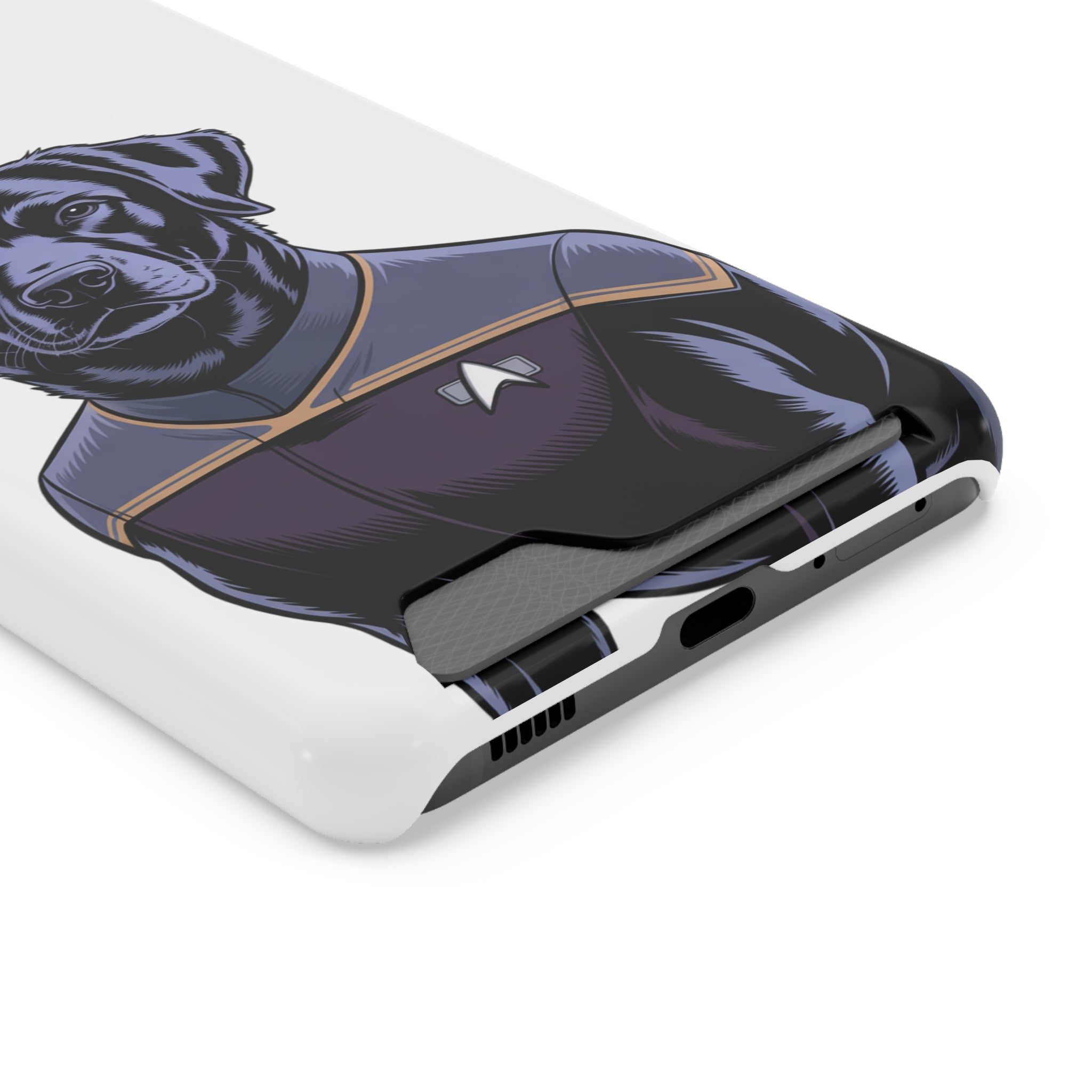 Black Lab Dog-Fleet Phone Case with Card Holder