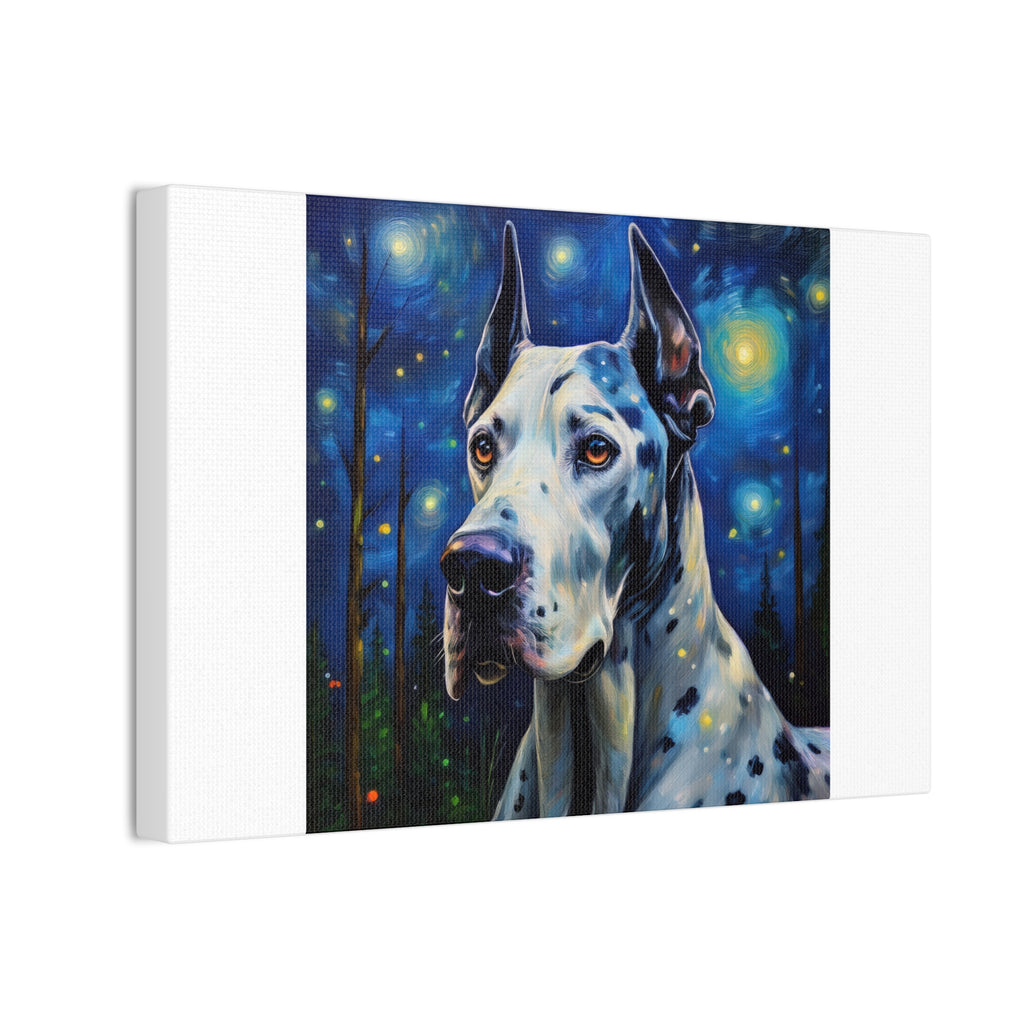 Great Dane Stary Night Canvas Stretched, 0.75"