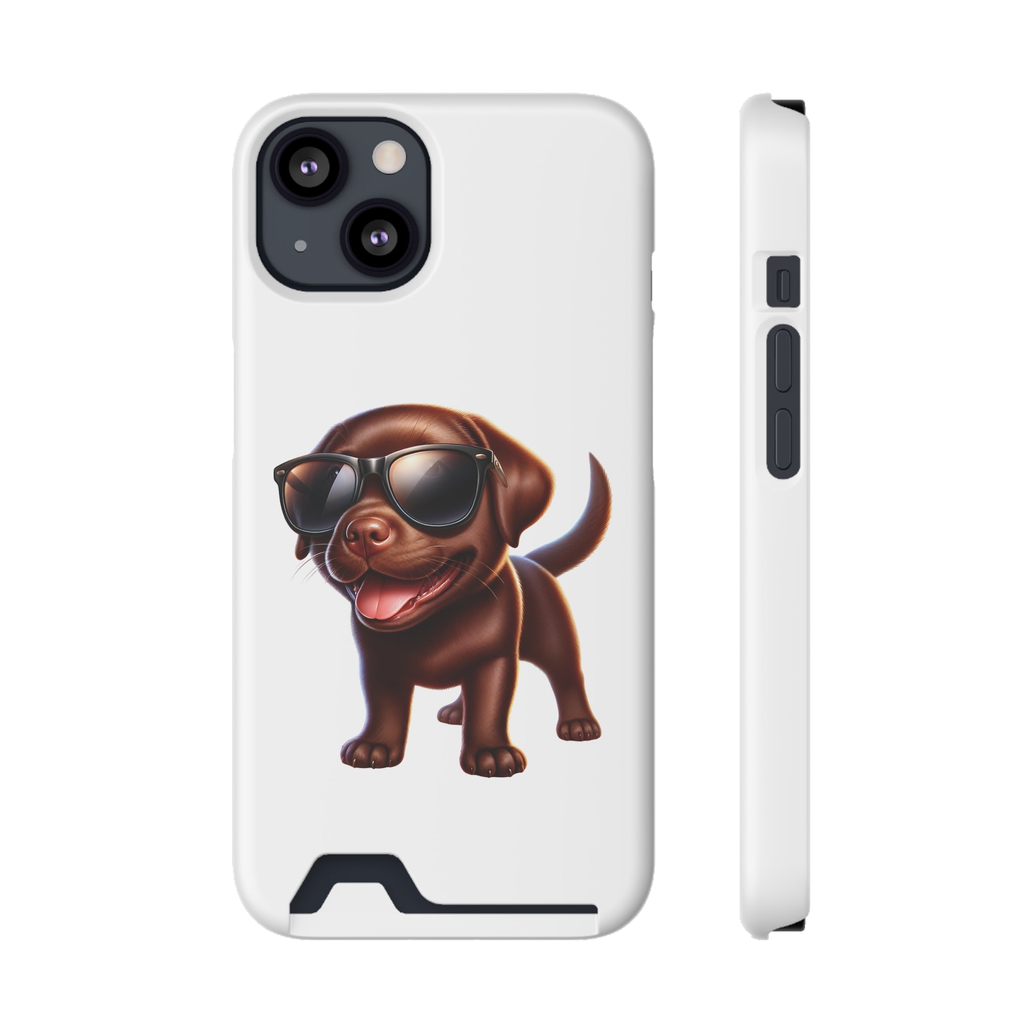 Chocolate Lab with Sunglasses Phone Case with Card Holder