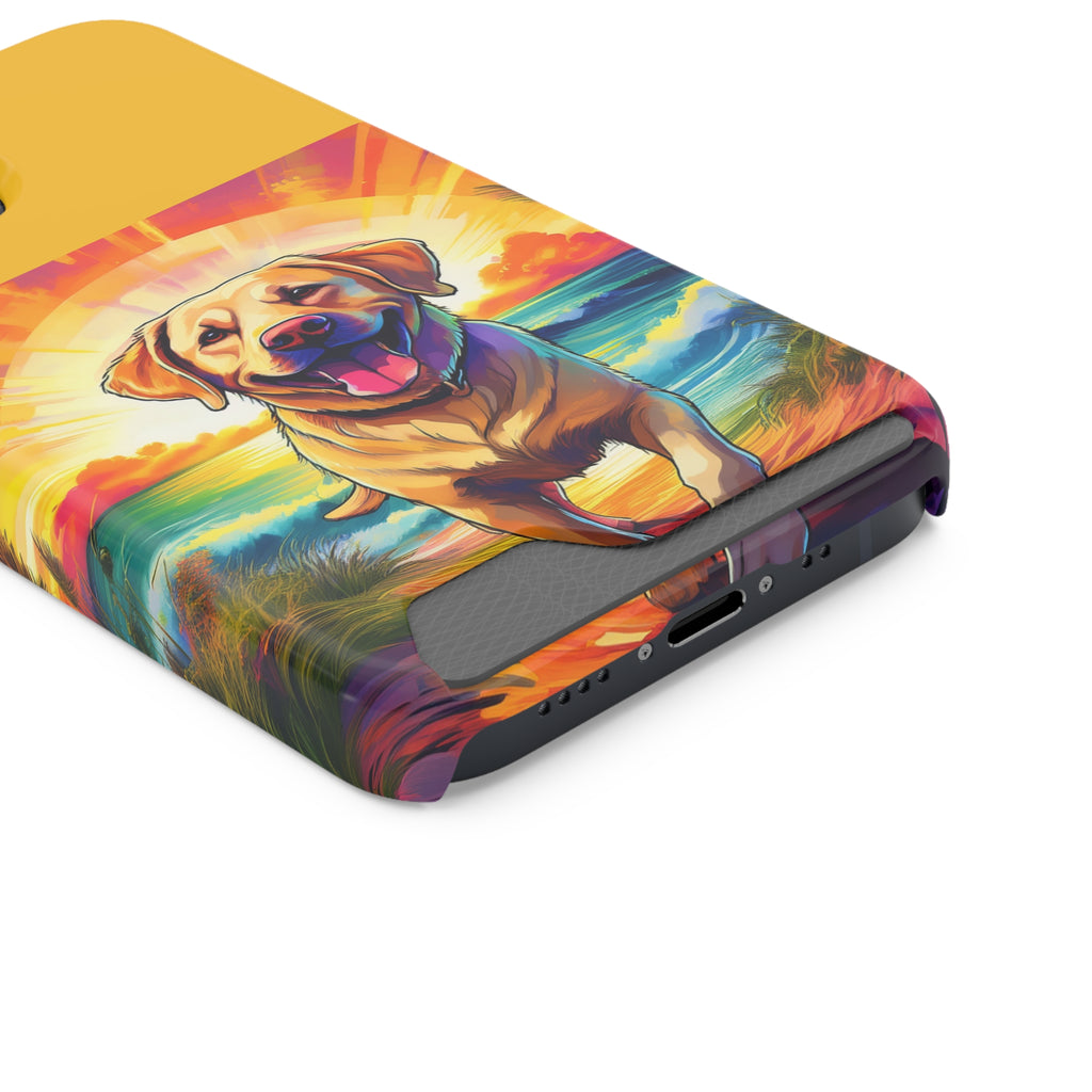 Yellow Lab Sunset Beach Phone Case with Card Holder
