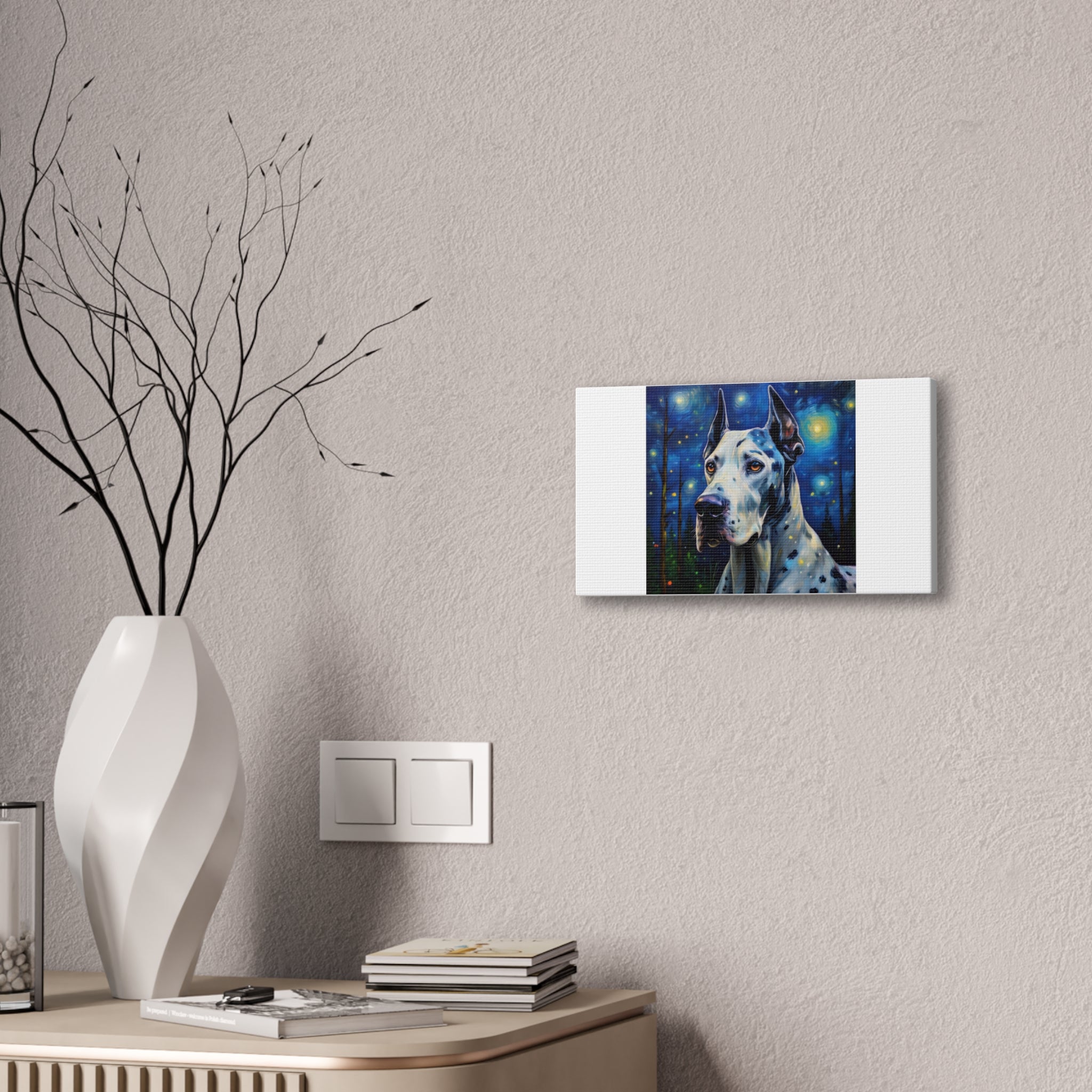 Great Dane Stary Night Canvas Stretched, 0.75"