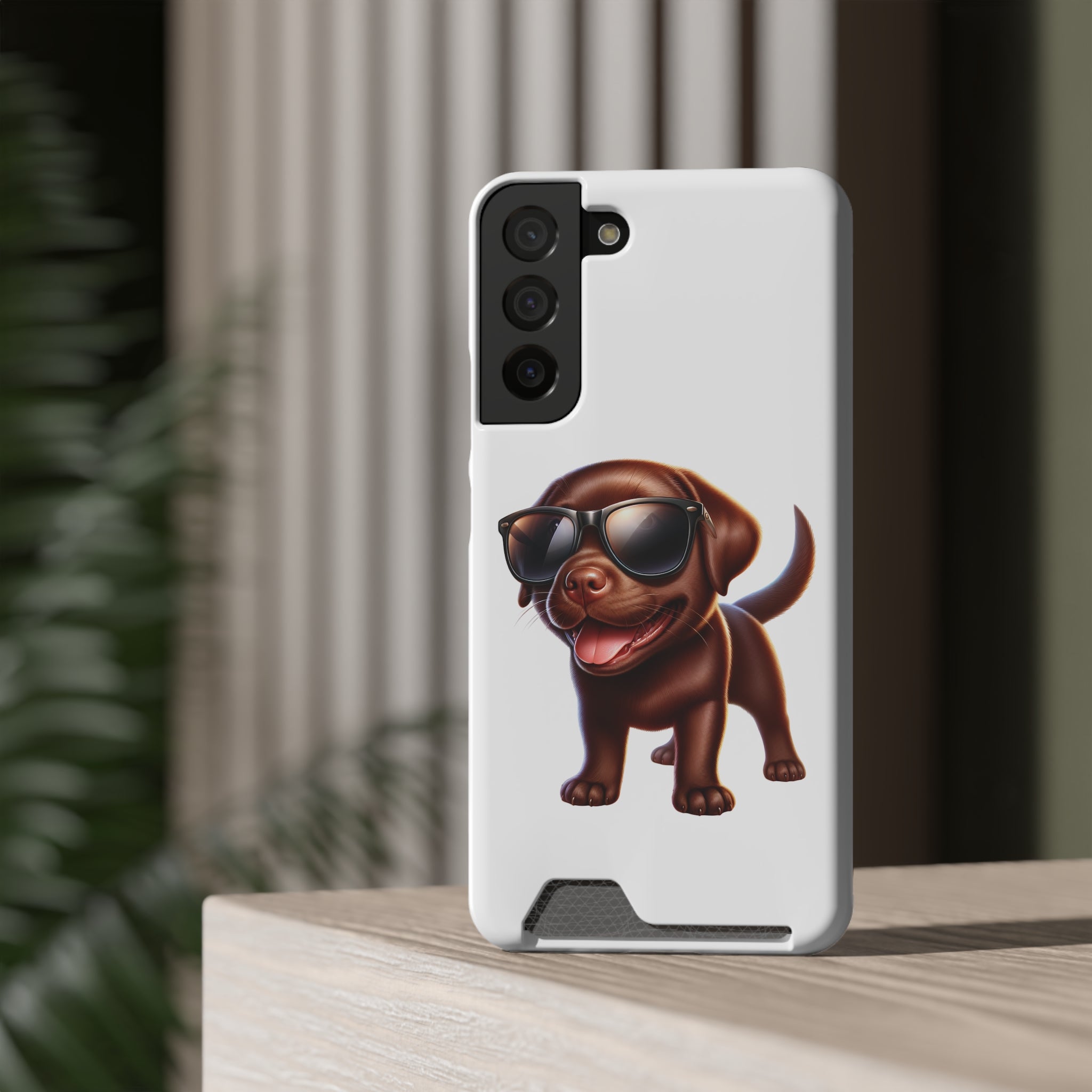 Chocolate Lab with Sunglasses Phone Case with Card Holder