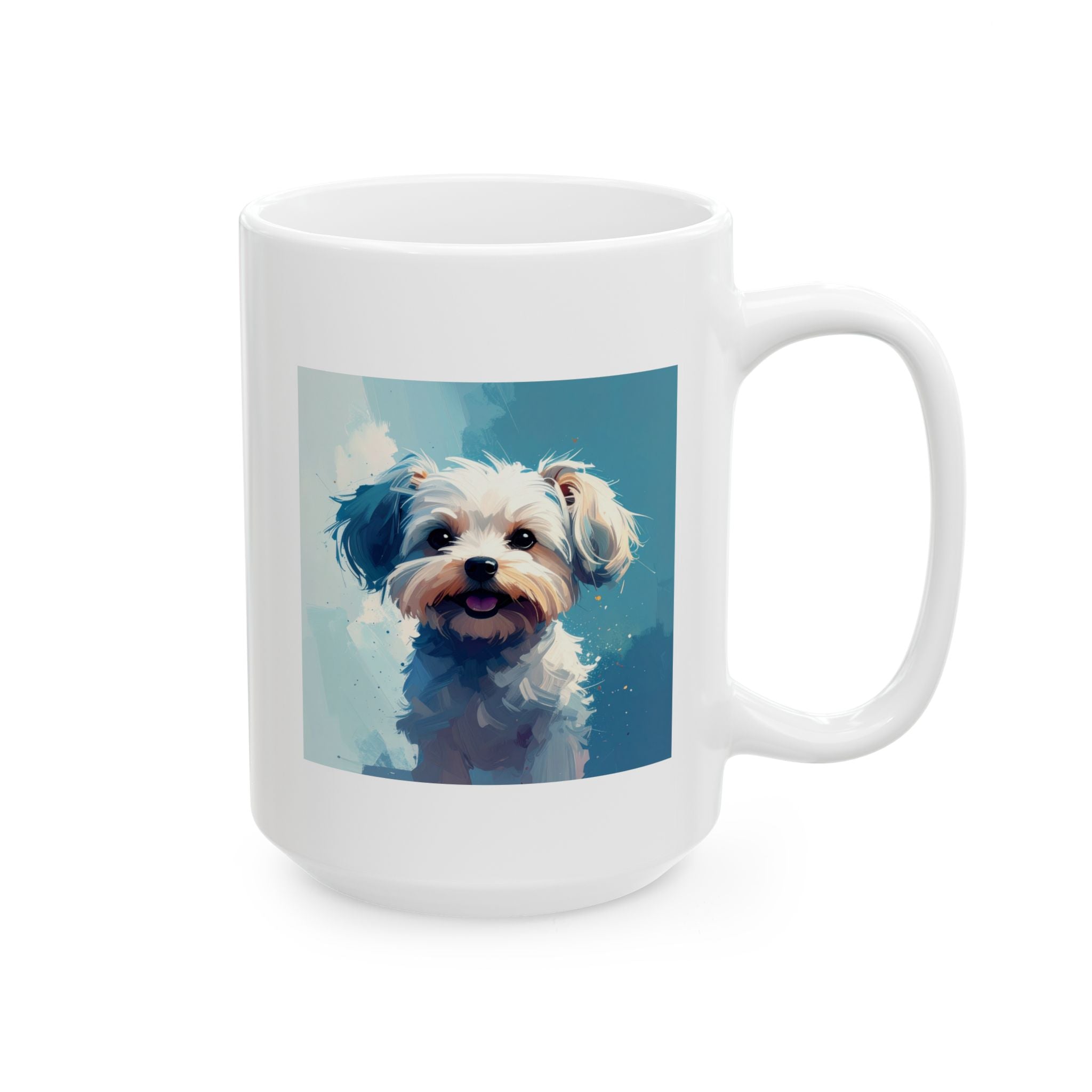 White Frost Yorkie Ceramic Mug, (11oz, 15oz)