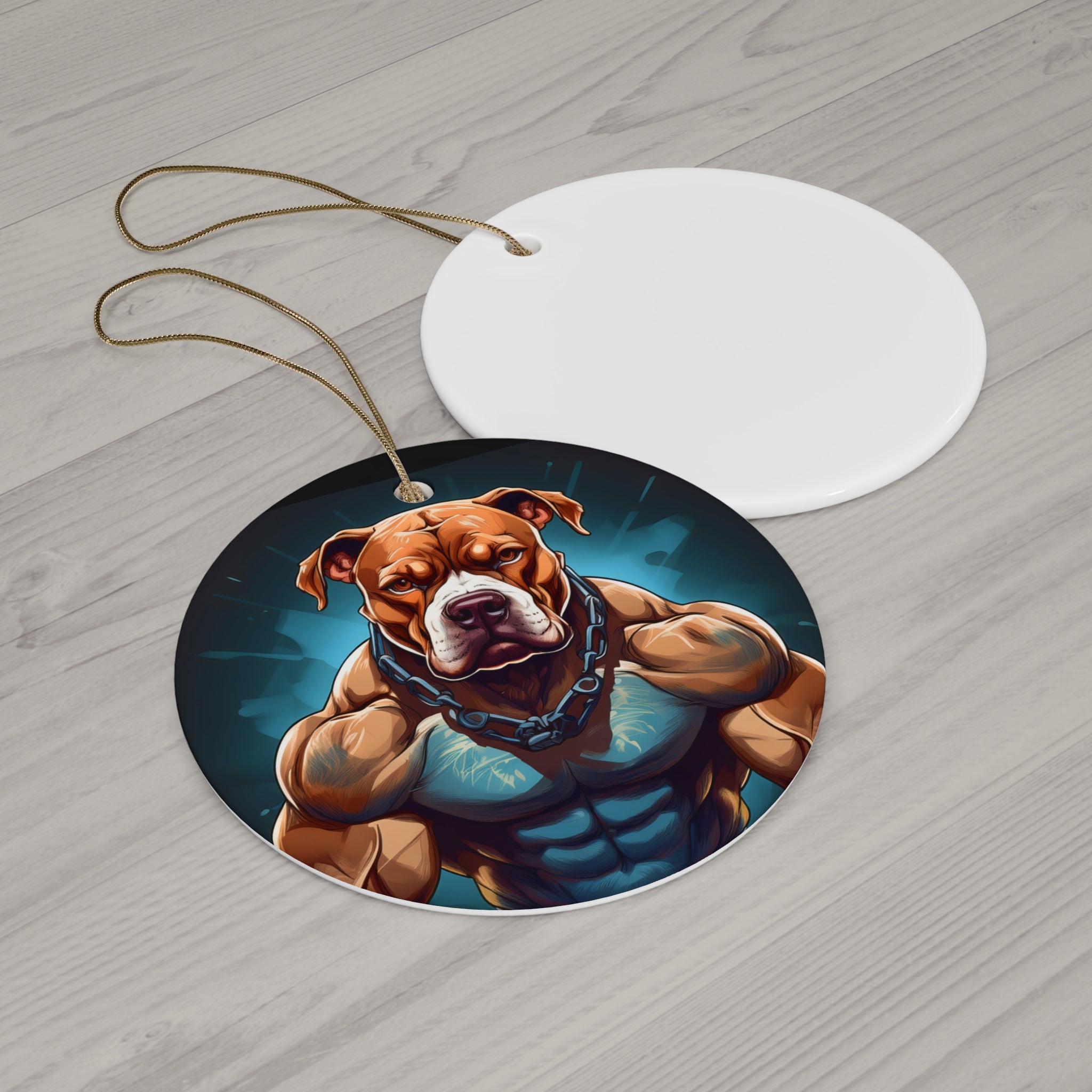 Pitbull Body Builder Ceramic Ornament