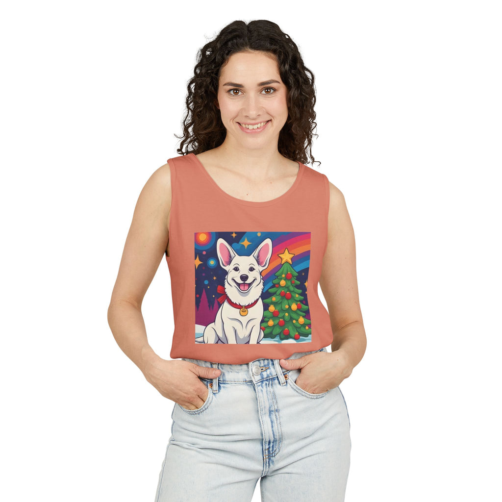 White Corgi Holiday Unisex Tank Top