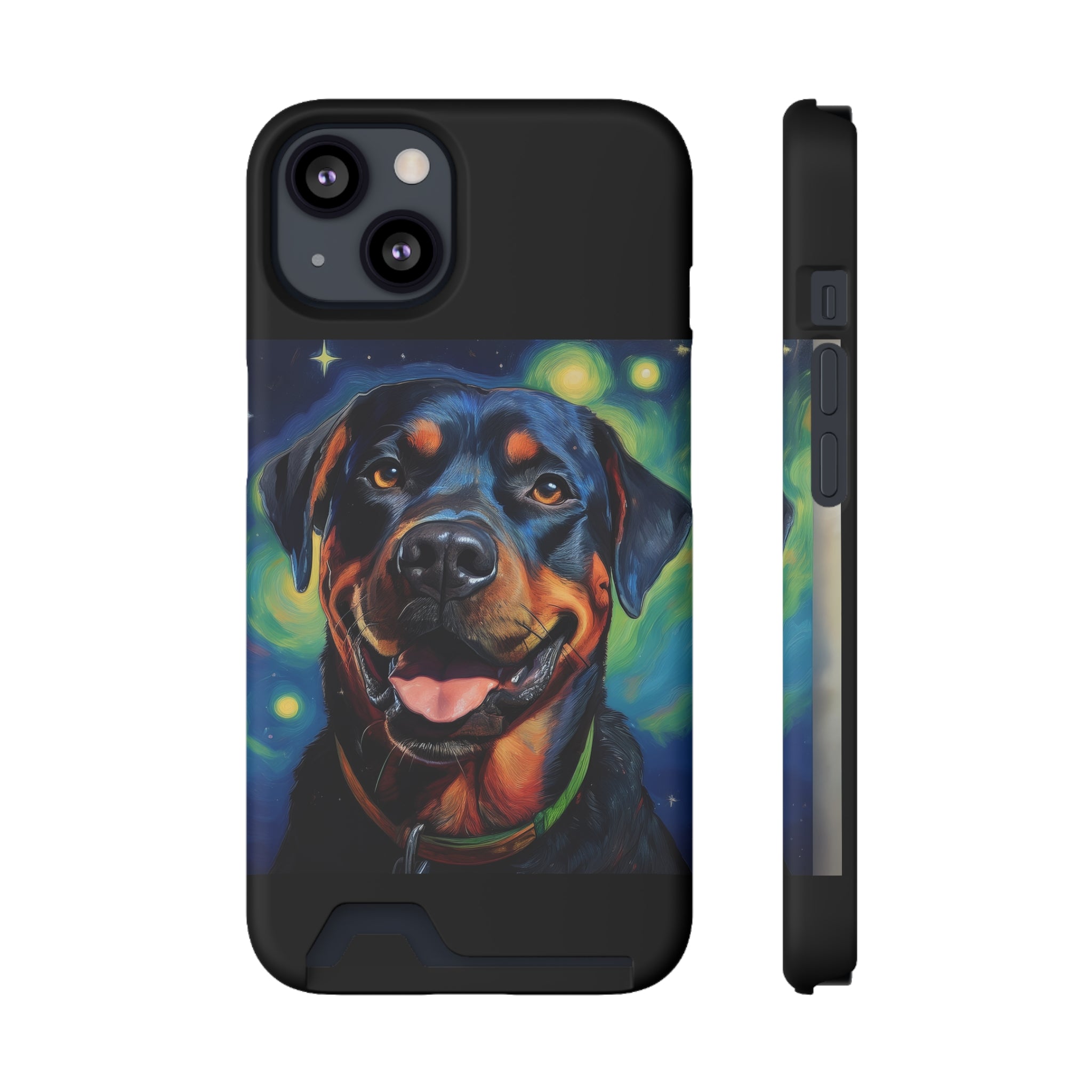 Rottweiler Stary Night Phone Case with Card Holder