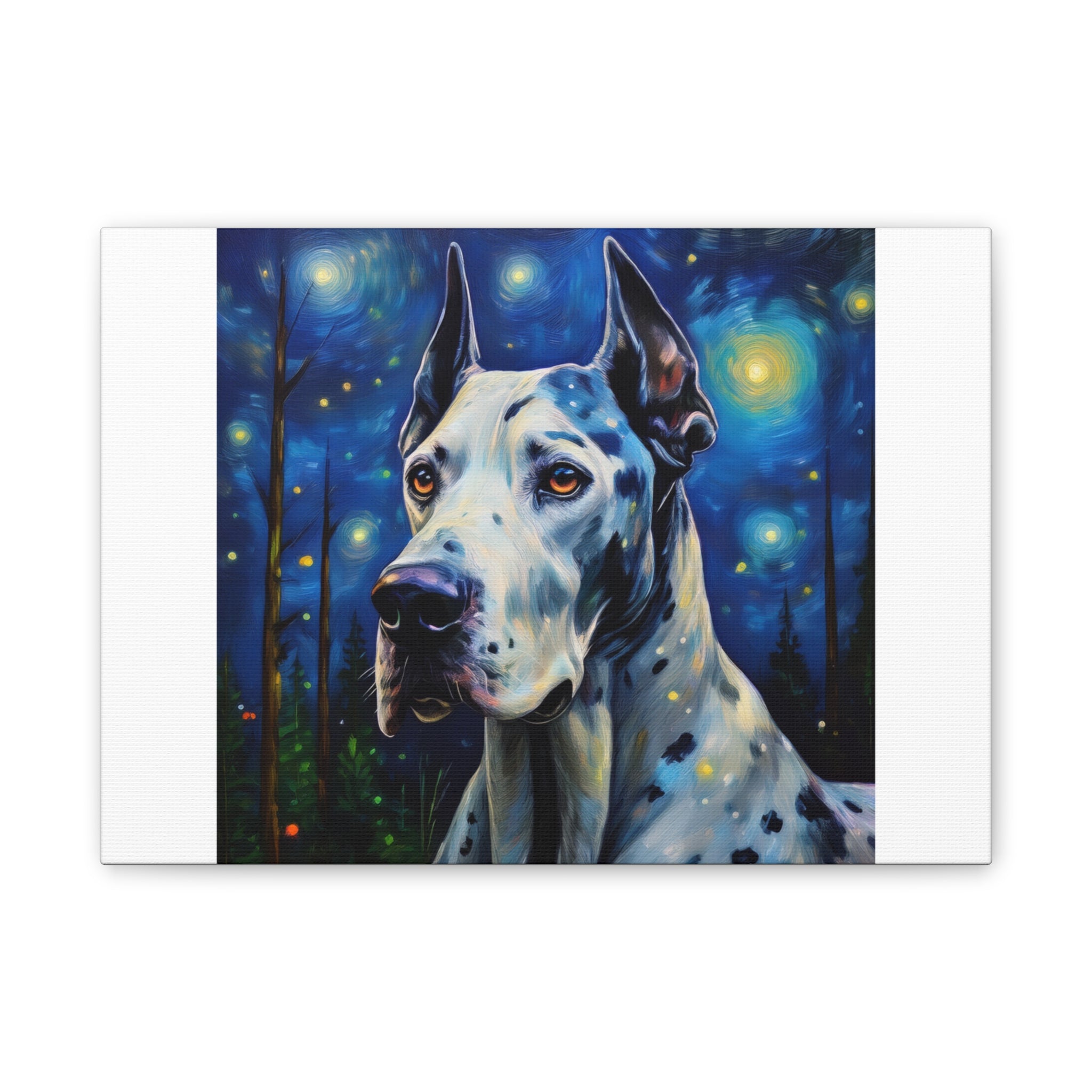 Great Dane Stary Night Canvas Stretched, 0.75"