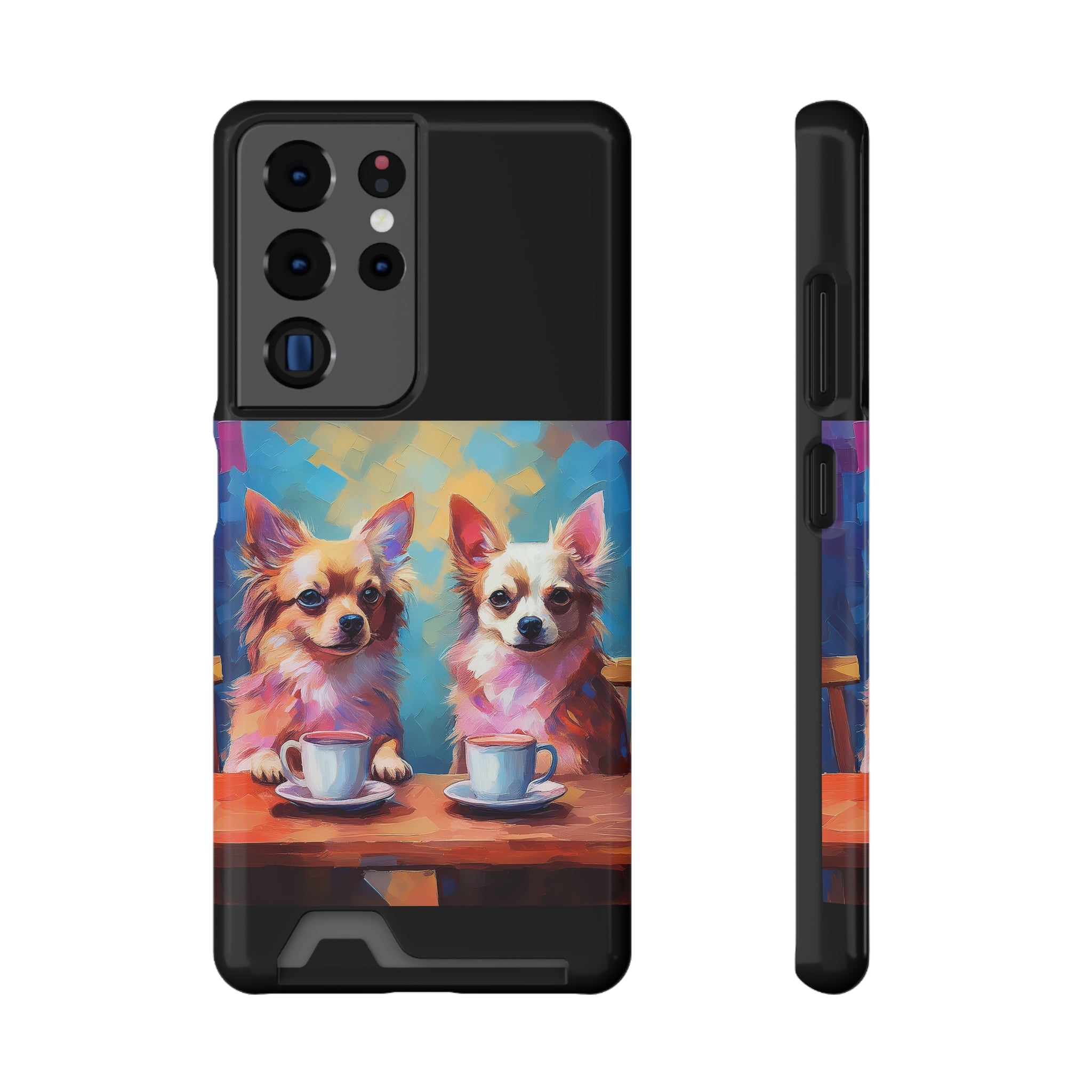 Cafe con Chihuahua Phone Case with Card Holder