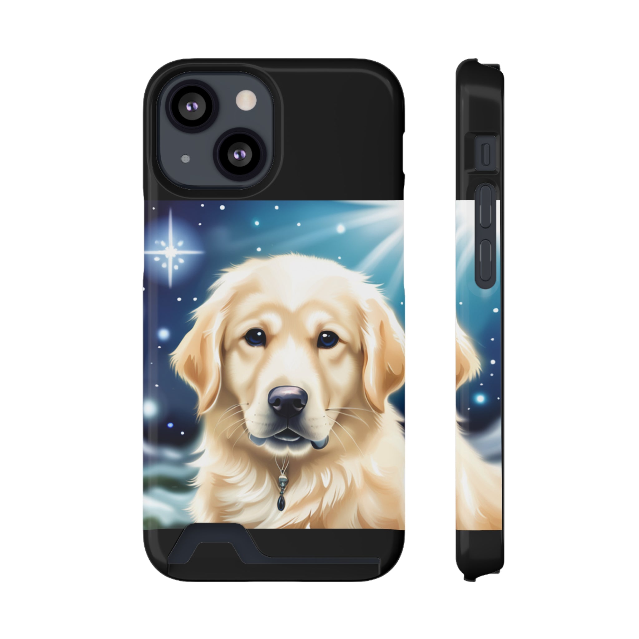 Golden Retriever Stary Night Phone Case with Card Holder