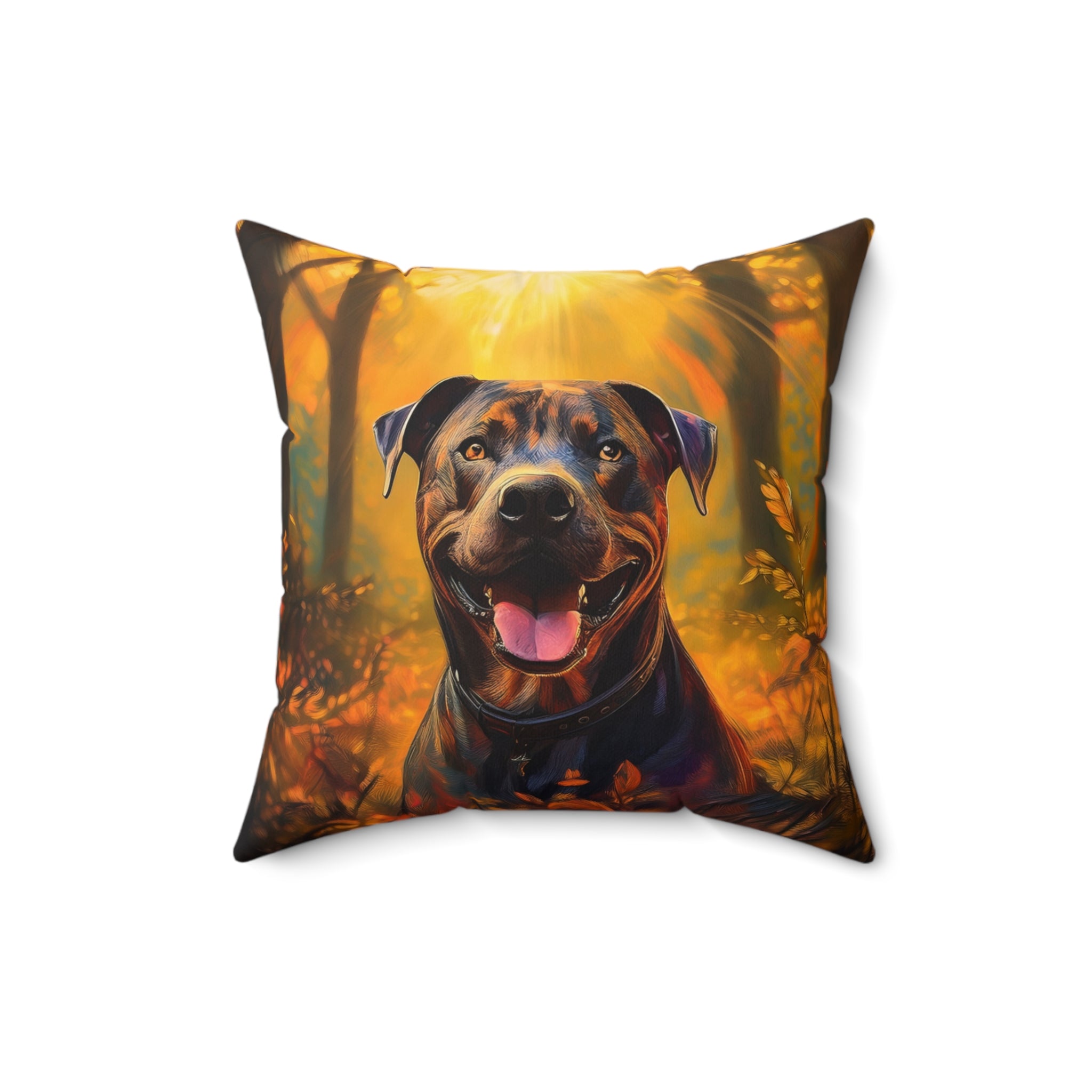 Pit Bull Brindle Autumn Polyester Square Pillow