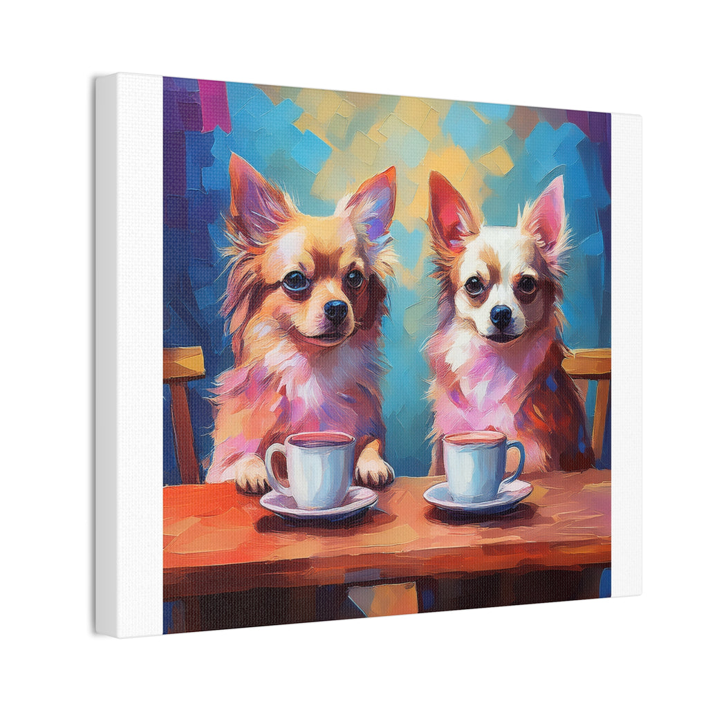 Cafe con Chihuahua Canvas Stretched, 0.75"