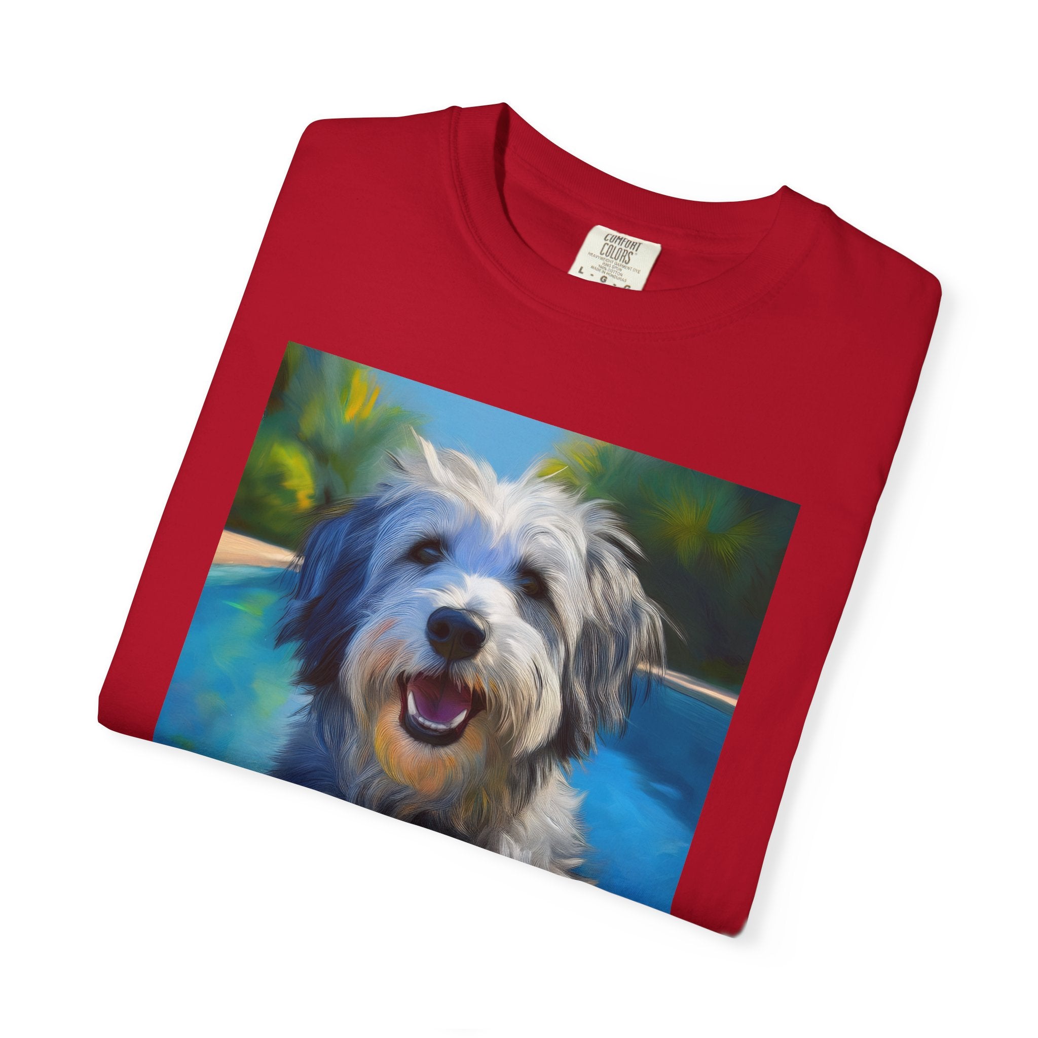 Grey Shaggy Dog Poolside Unisex Garment-Dyed T-shirt