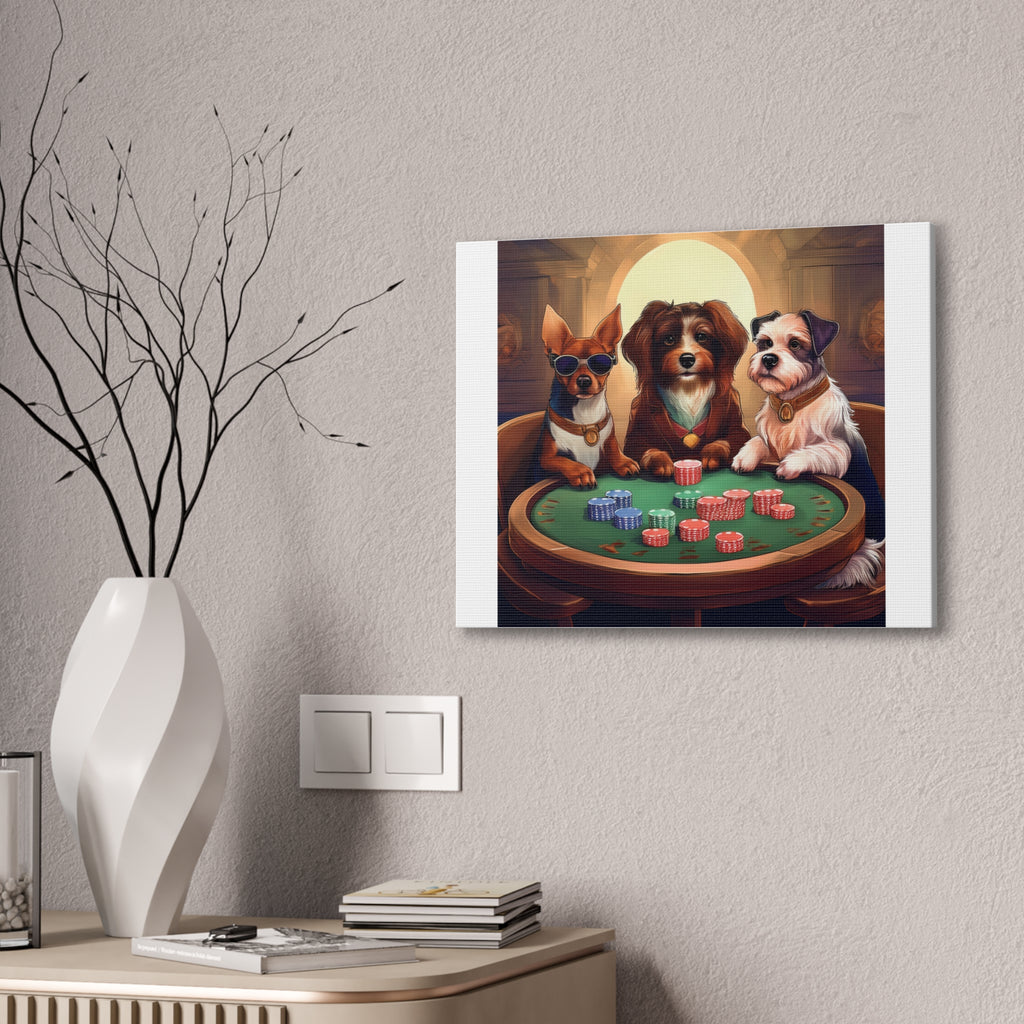 Puppy Poker Canvas Stretched, 0.75"