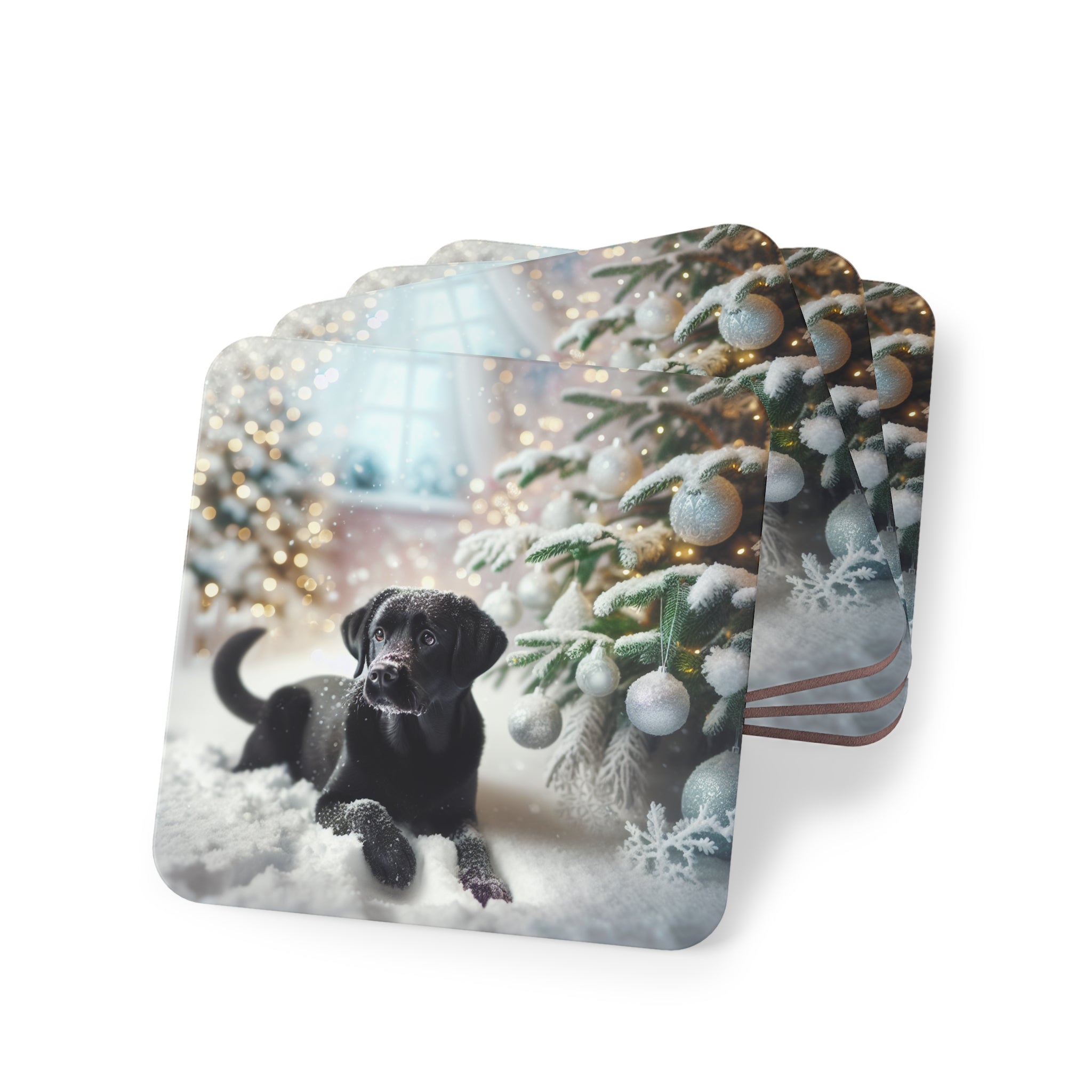 Black Lab Puppy Holiday Coasters