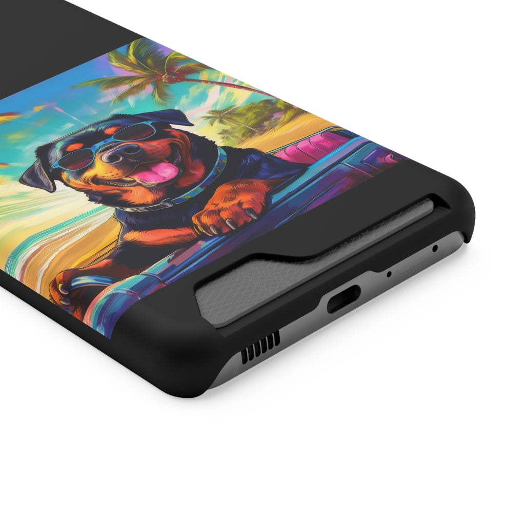 Rottweiler Beach Drive Phone Case with Card Holder