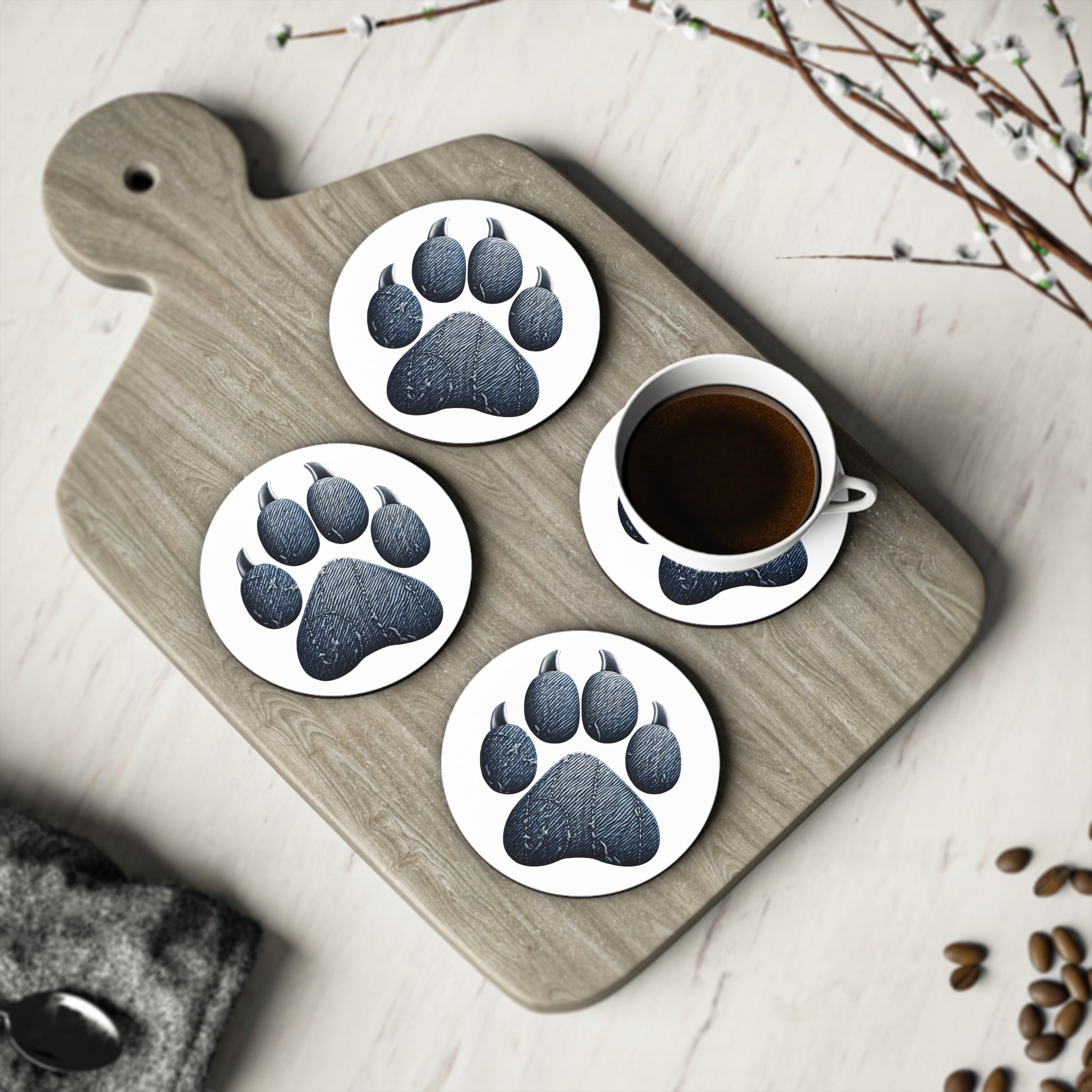 Denim Paw Coasters