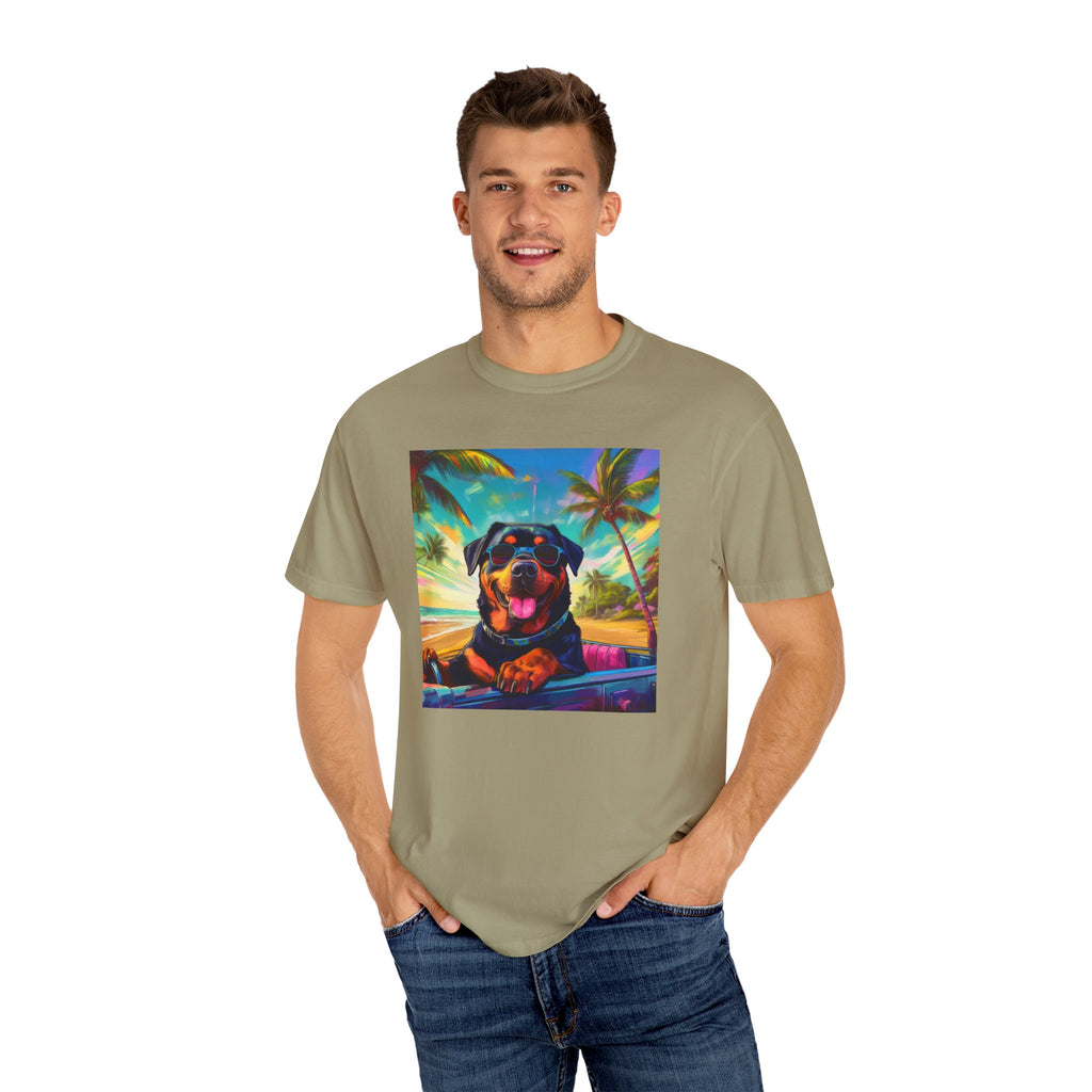 Rottweiler Beach Drive Unisex Garment-Dyed T-shirt