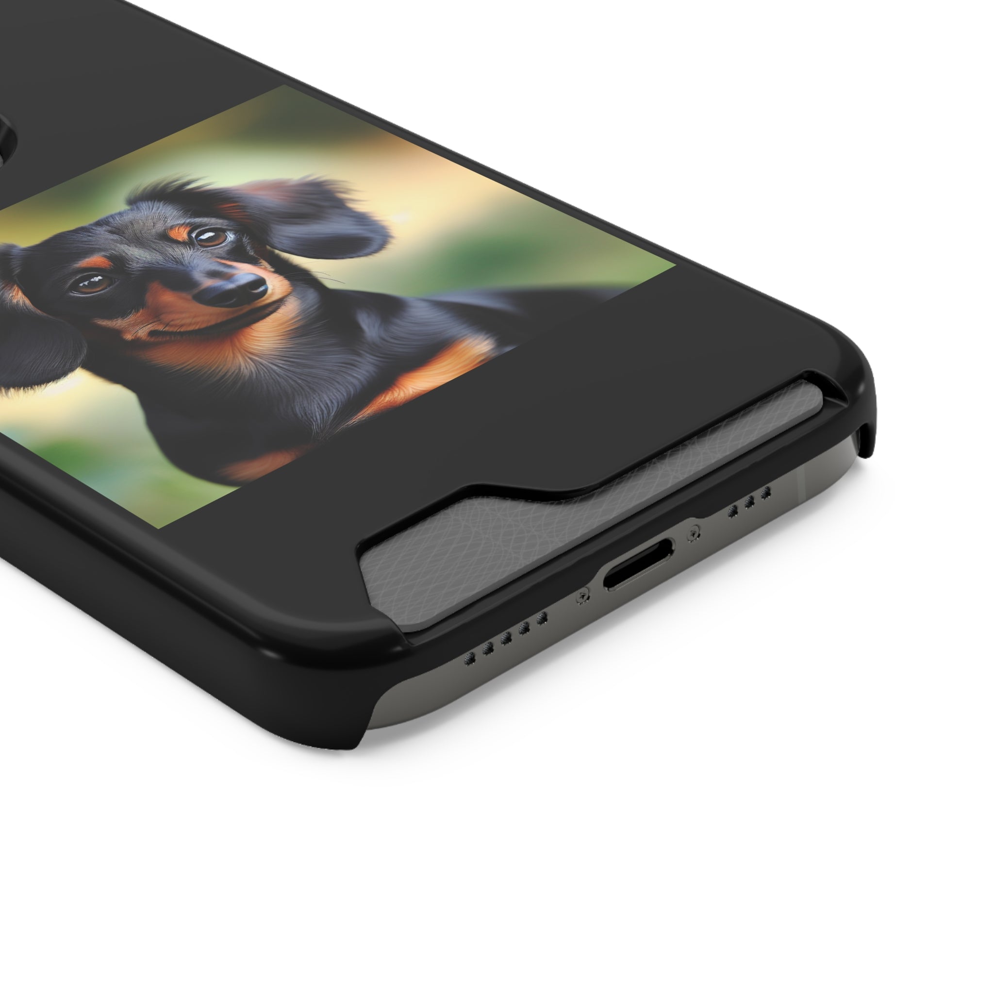 Dachshund Black and Brown Phone Case with Card Holder