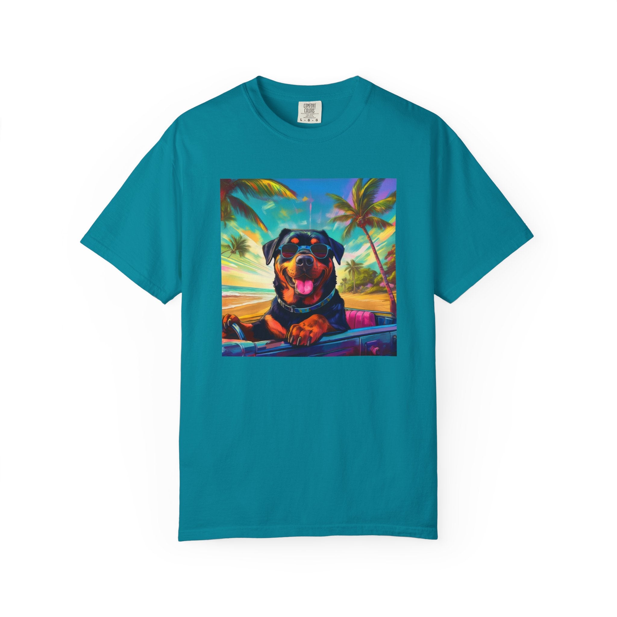 Rottweiler Beach Drive Unisex Garment-Dyed T-shirt