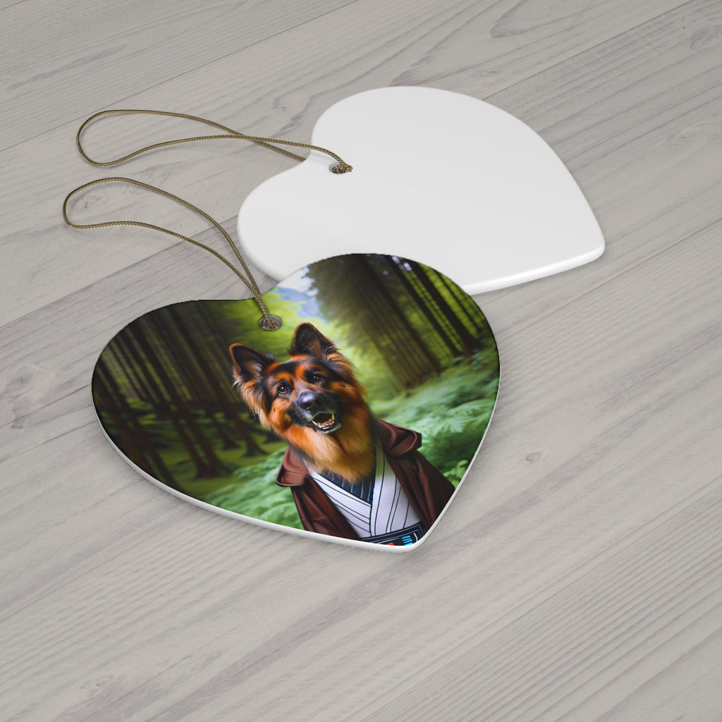 German Shepherd Forest Knight Ceramic Ornament