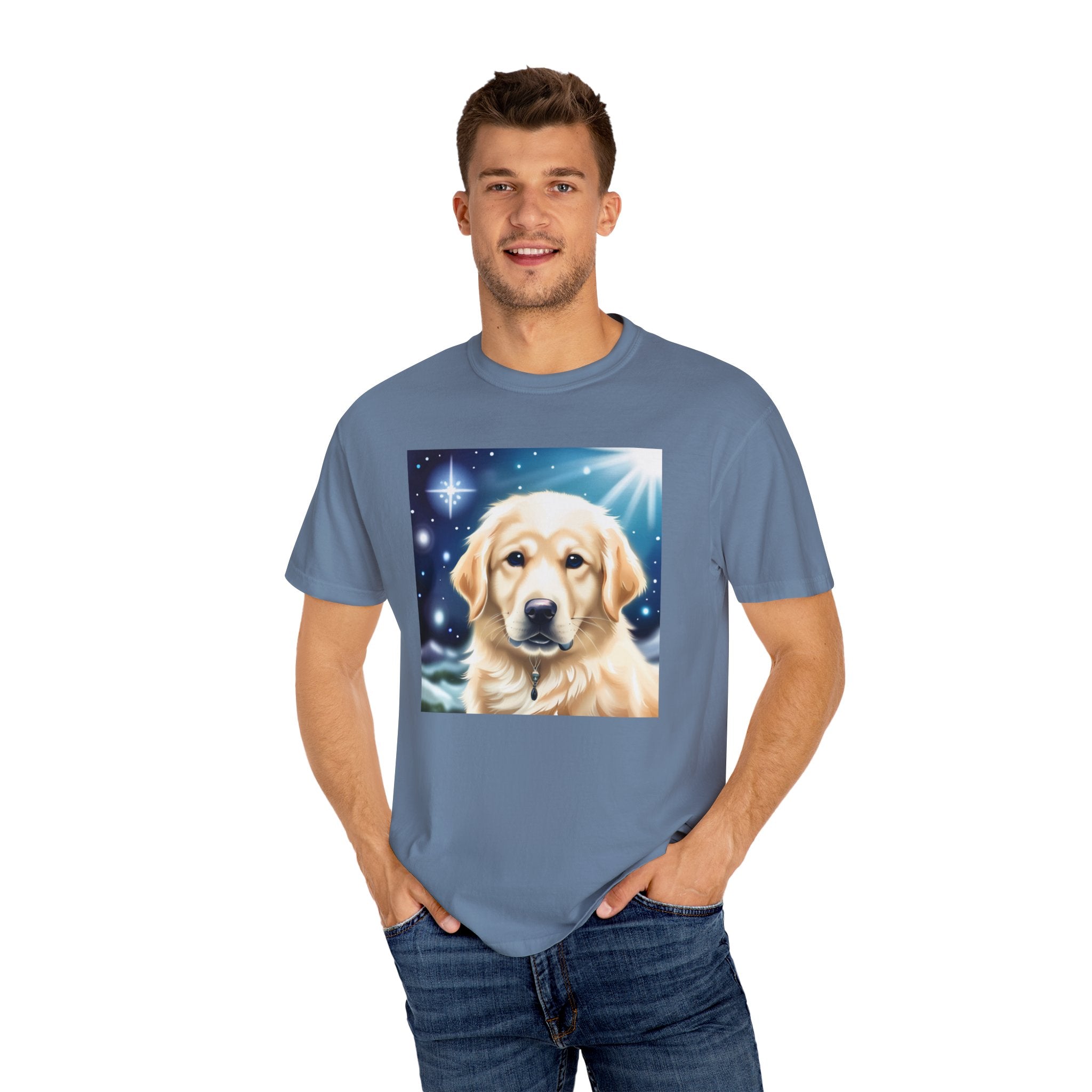 Golden Retriever Stary Night Unisex Garment-Dyed T-shirt