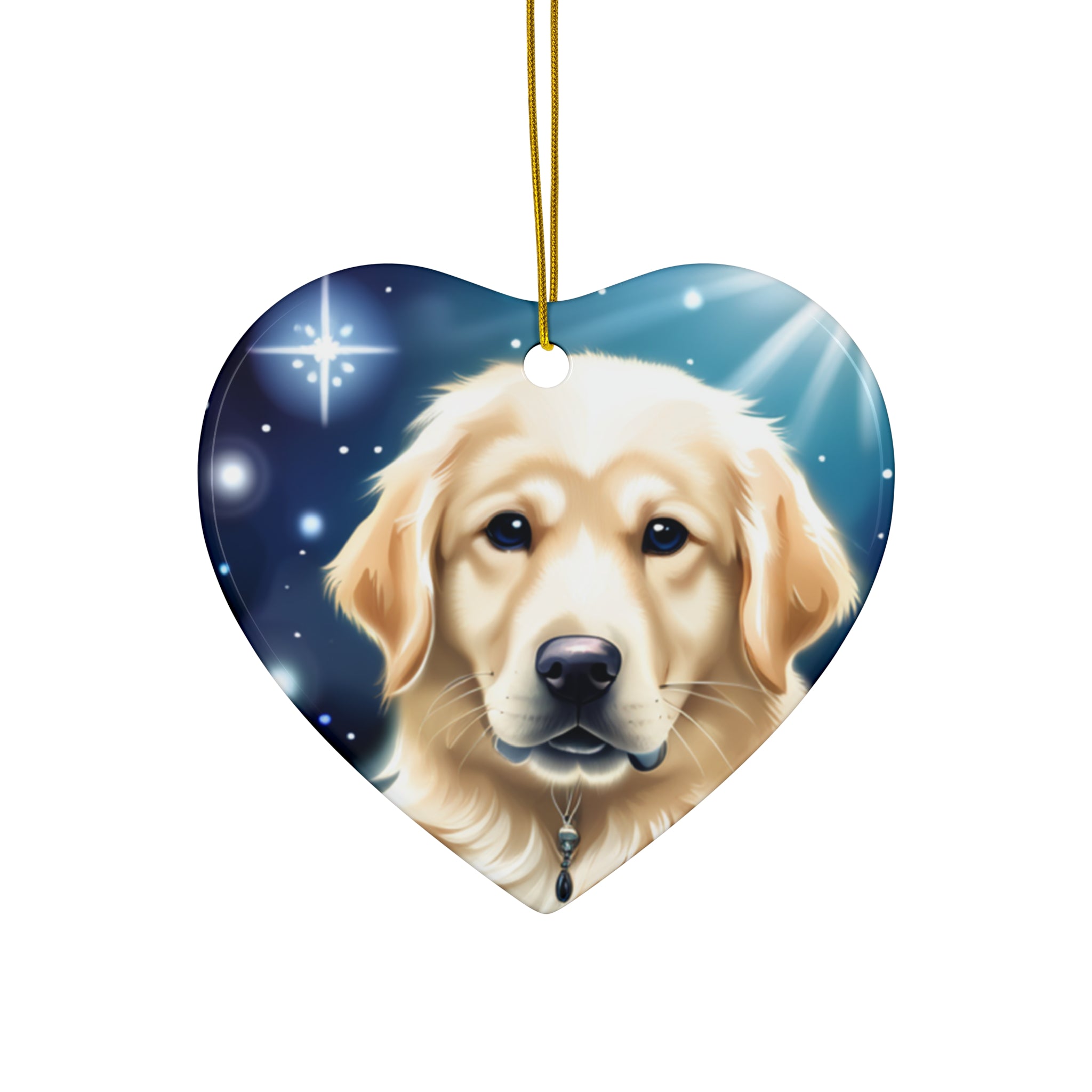 Golden Retriever Stary Night Ceramic Ornament