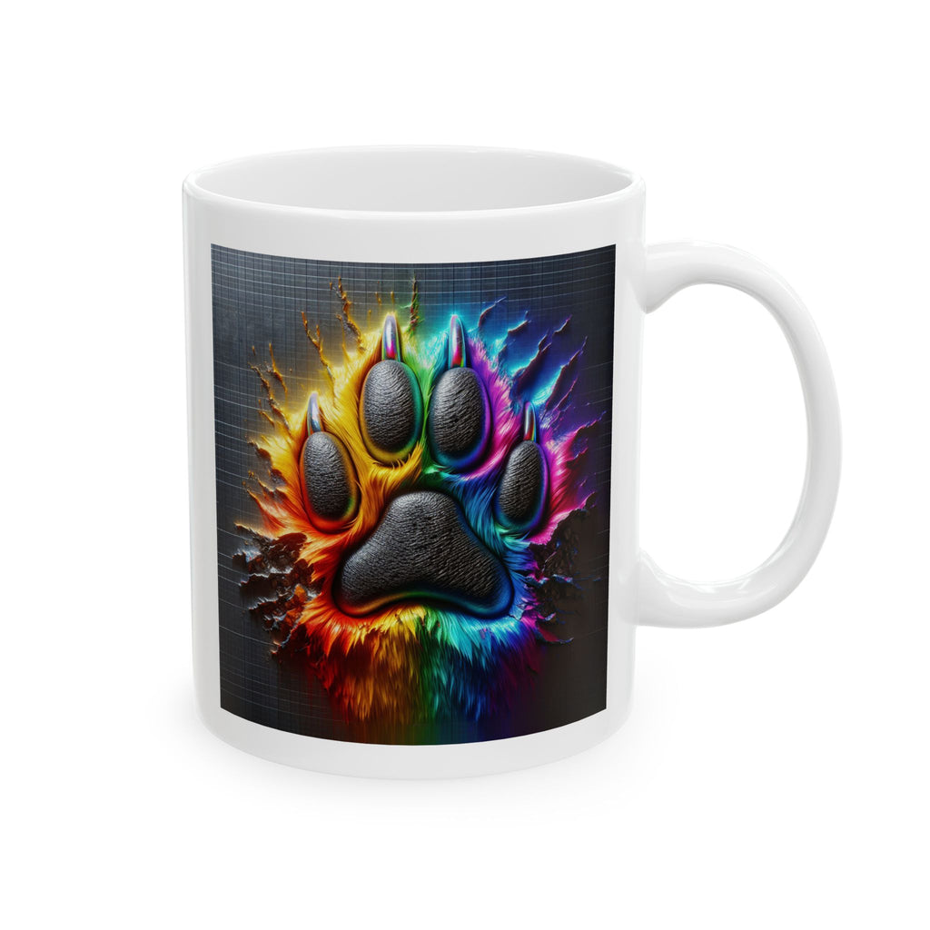 Electric Rainbow Dog Paw Ceramic Mug, (11oz, 15oz)