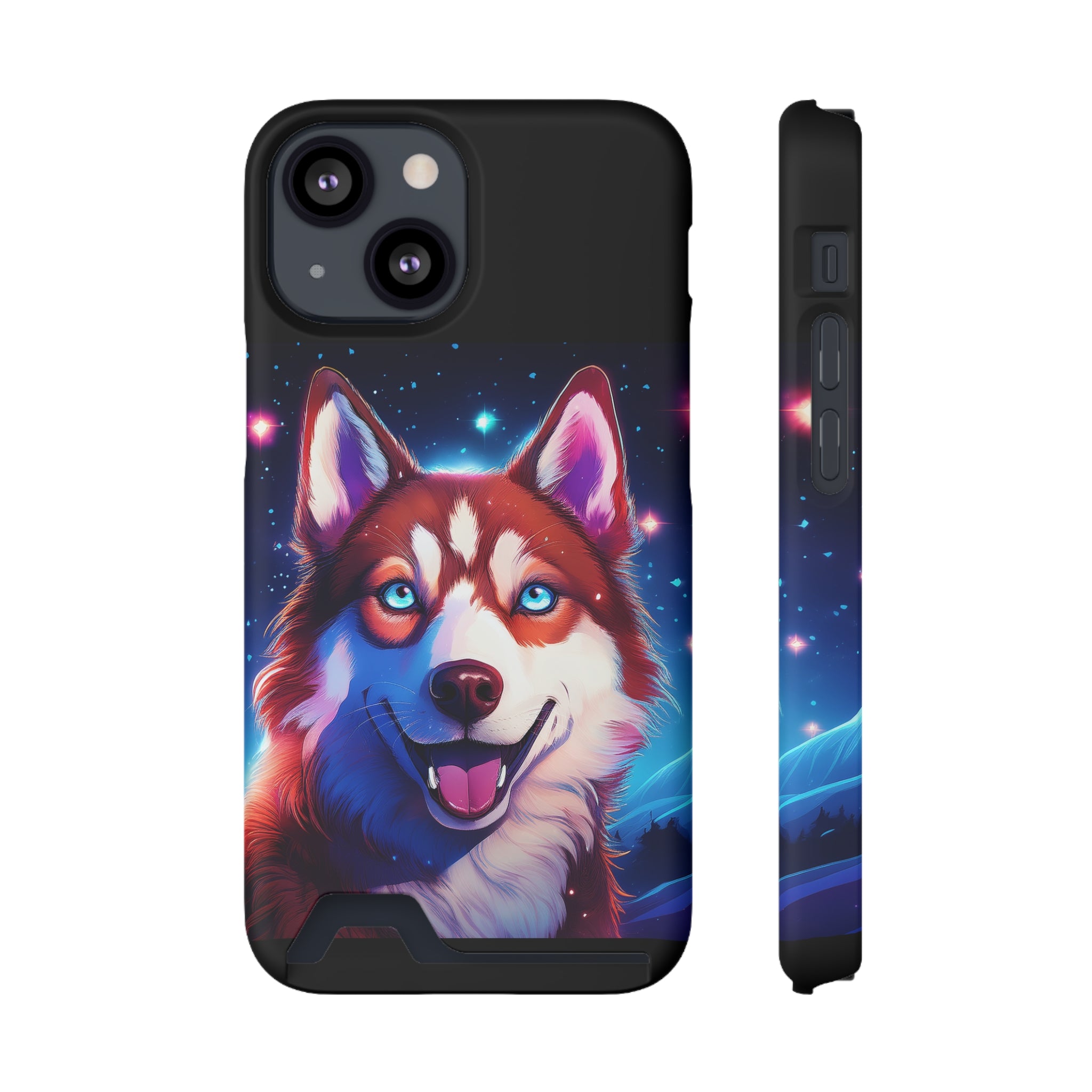 Eskimo Husky Stary Night Phone Case with Card Holder