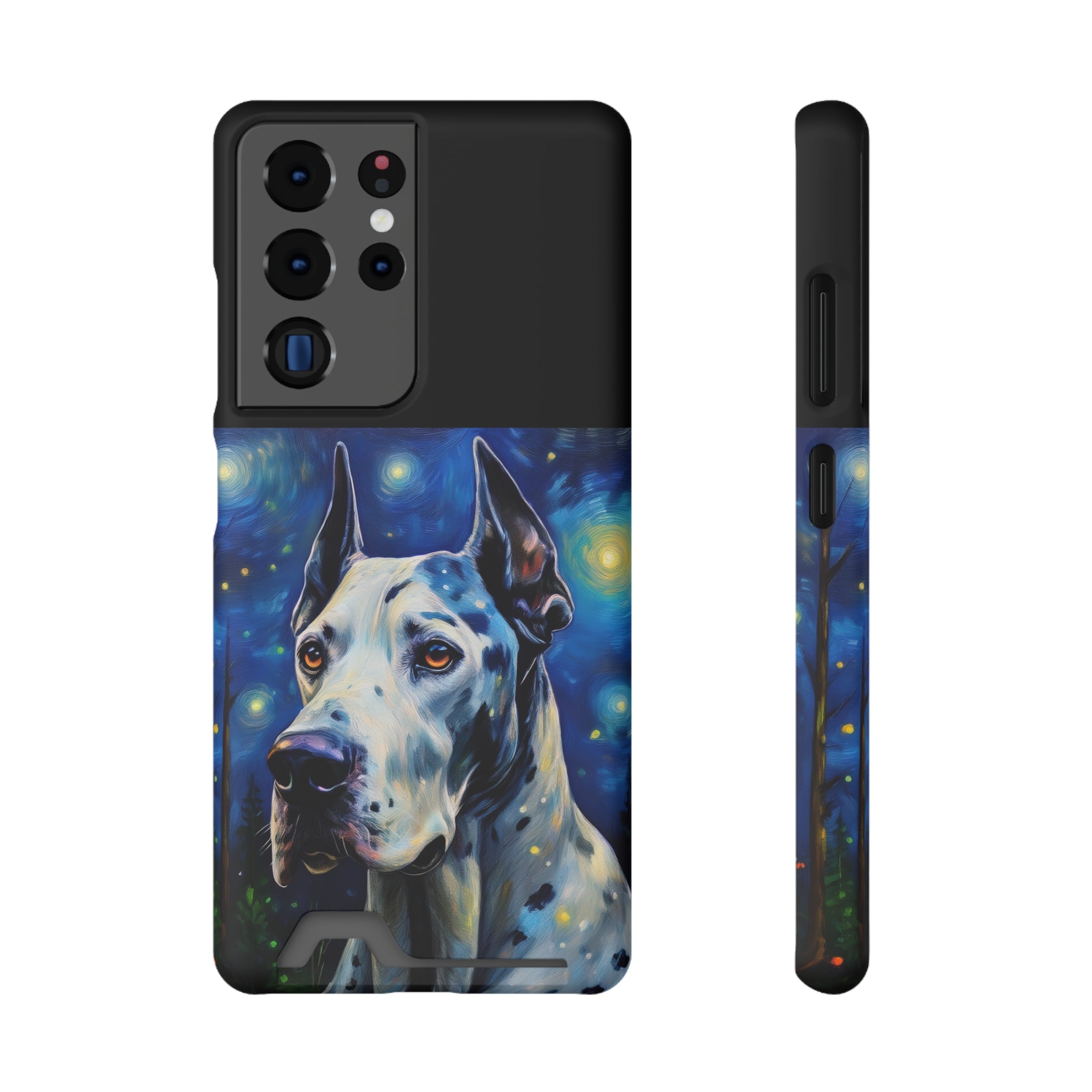 Great Dane Stary Night Phone Case with Card Holder