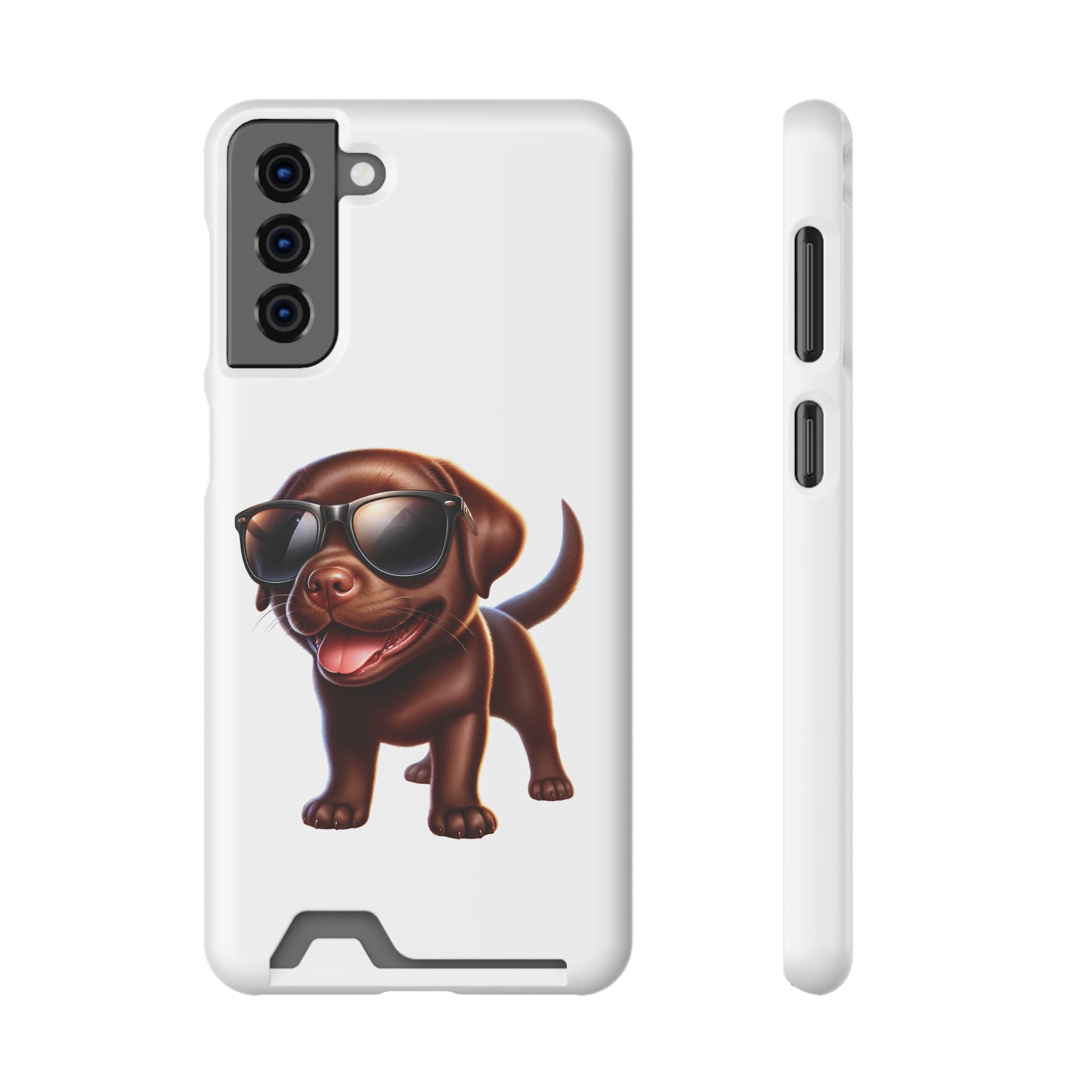 Chocolate Lab with Sunglasses Phone Case with Card Holder