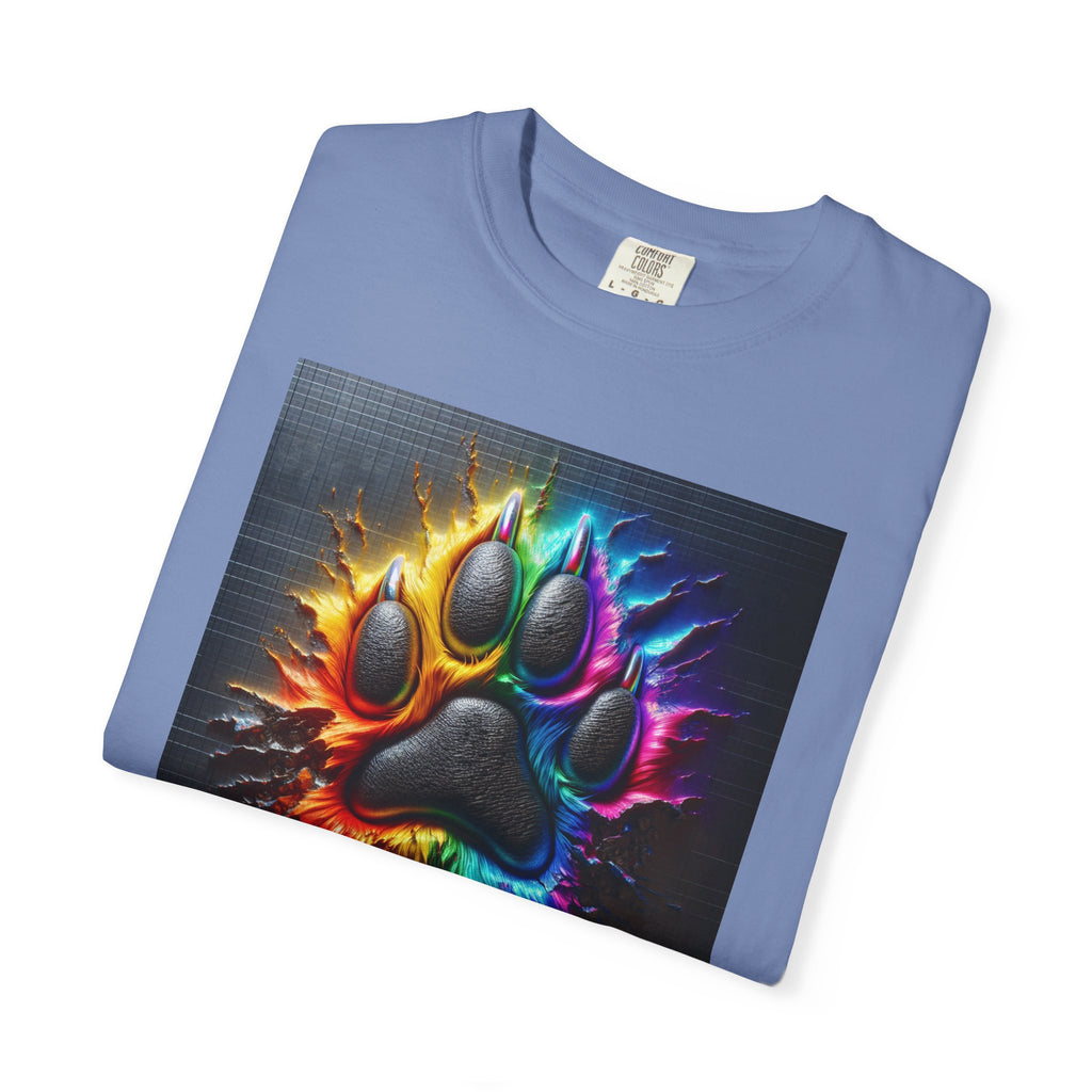 Electric Rainbow Dog Paw Unisex Garment-Dyed T-shirt