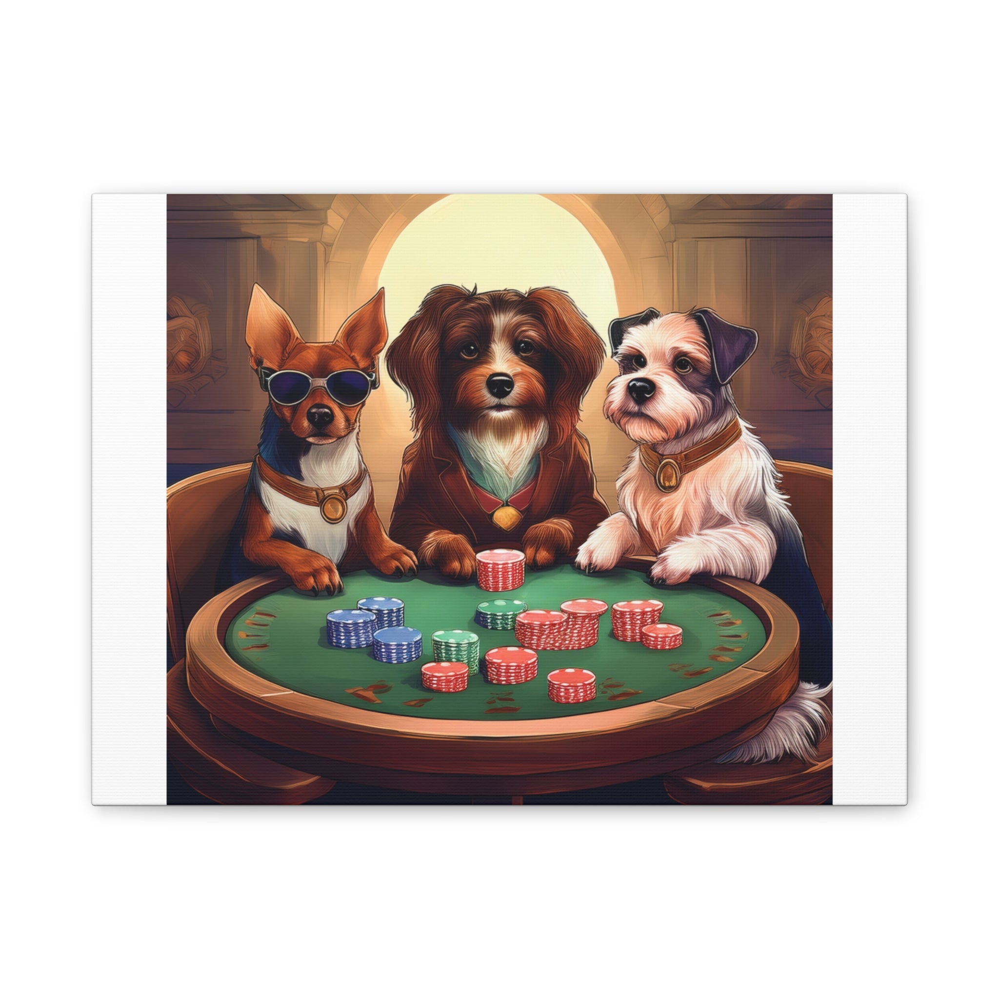 Puppy Poker Canvas Stretched, 0.75"