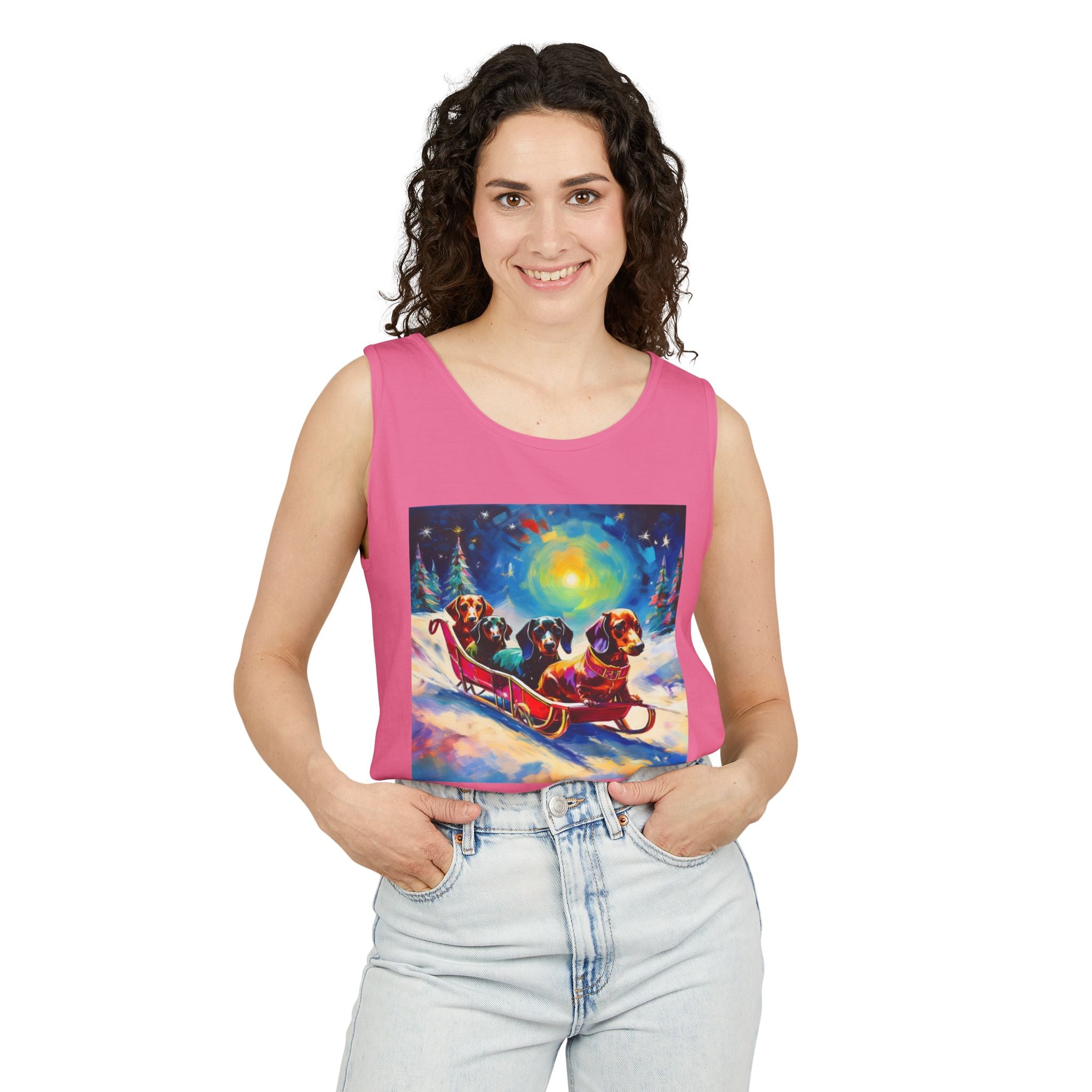 Dachshund Night Sleighride Unisex Tank Top