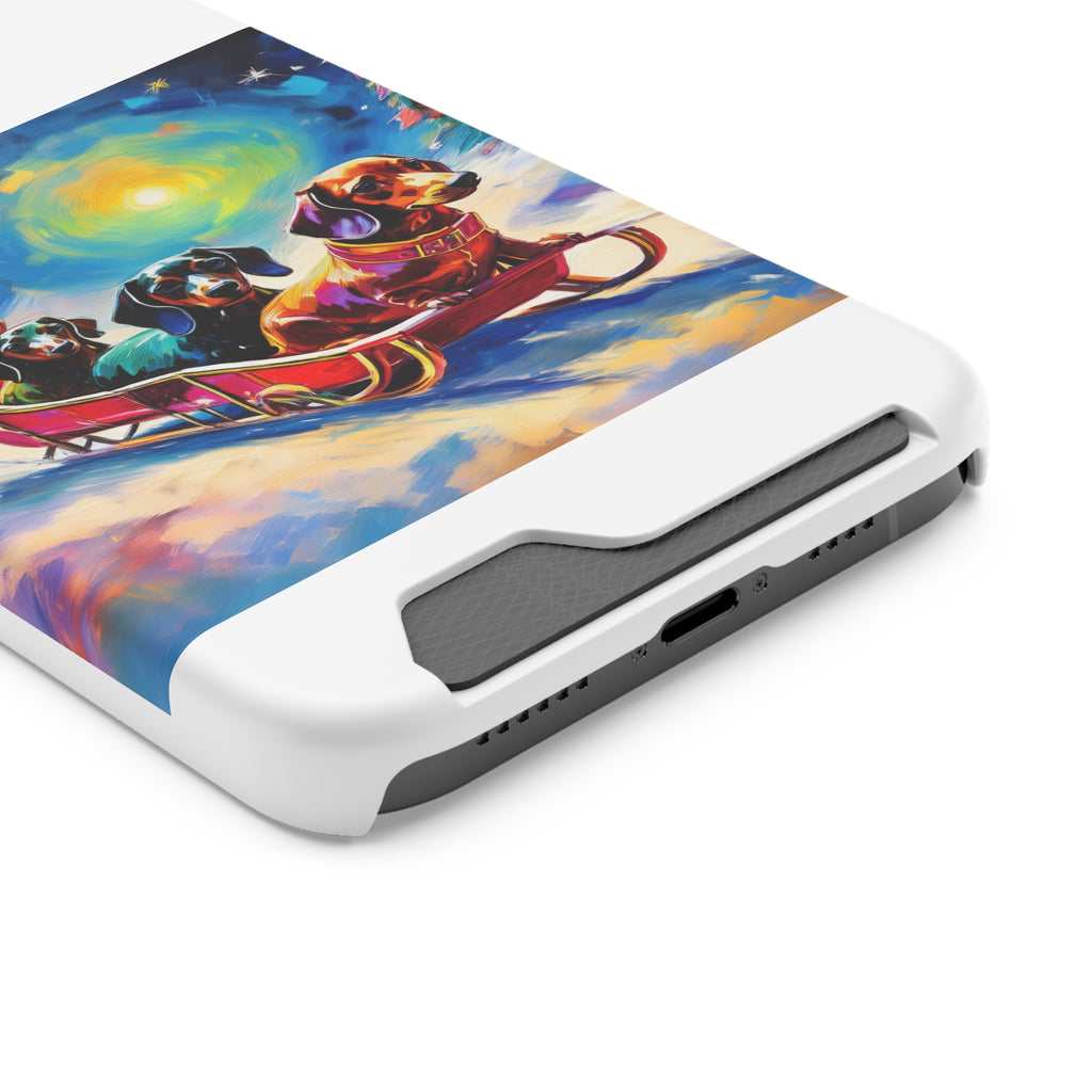 Dachshund Night Sleighride Phone Case with Card Holder