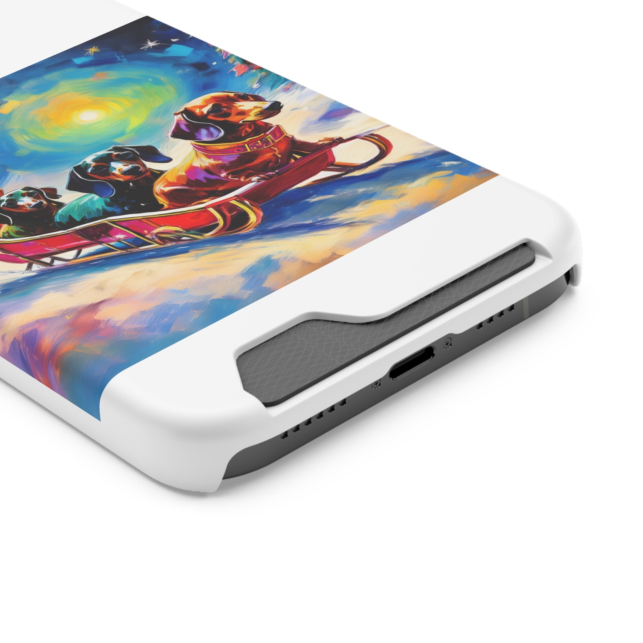 Dachshund Night Sleighride Phone Case with Card Holder