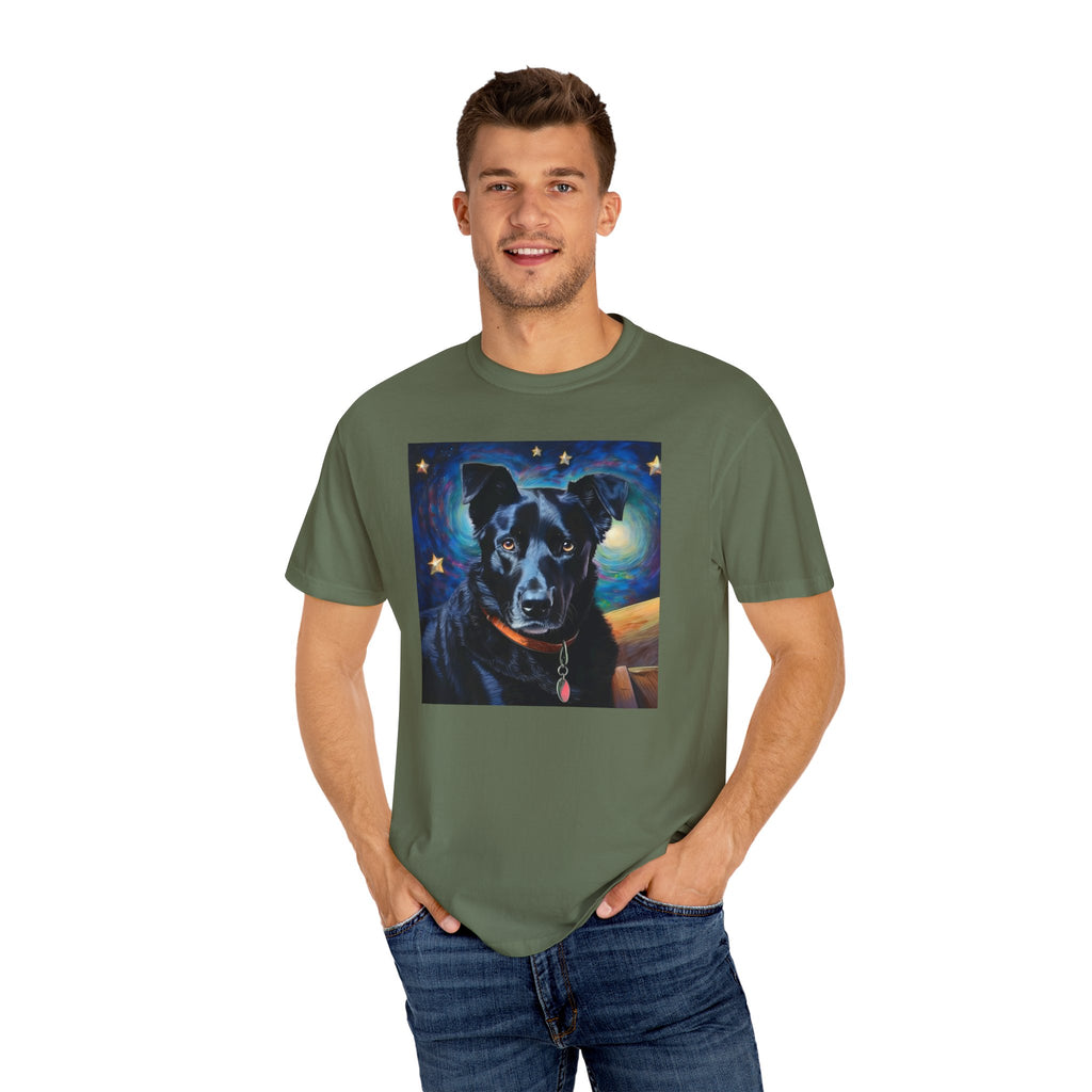 Black Shepherd Lab Stary Night Unisex Garment-Dyed T-shirt