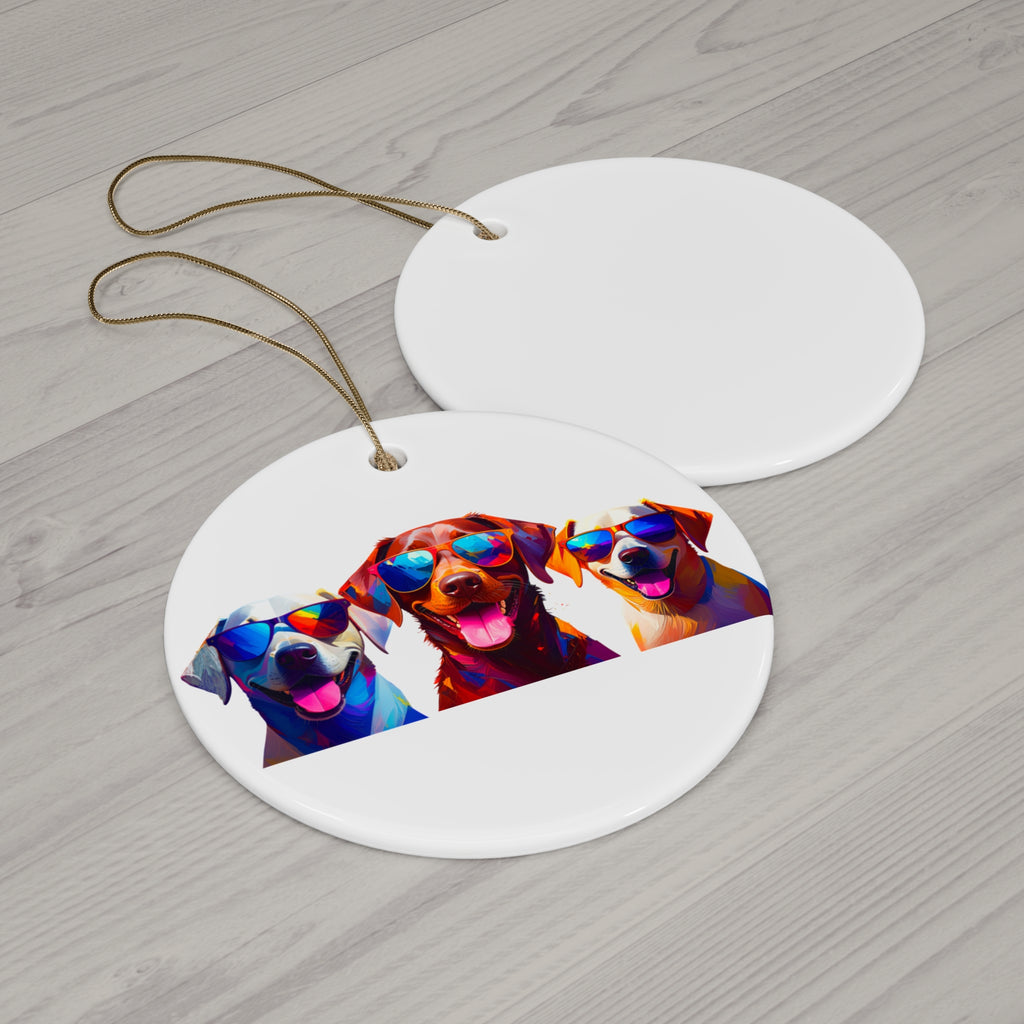3 Labs Sunglasses Christmas Ceramic Ornament